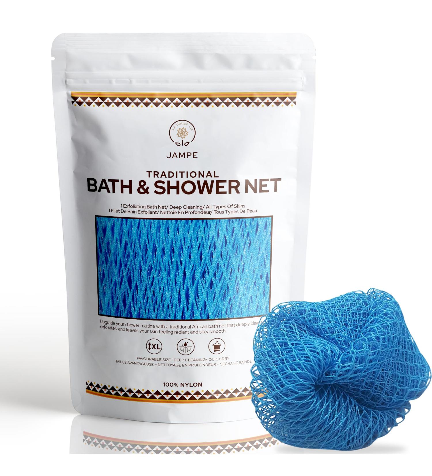 Premium Blue African Bath Sponge - Long Exfoliating Body Scrubber & Back Scrubber for Daily Use - Buy Online on GoSupps.com