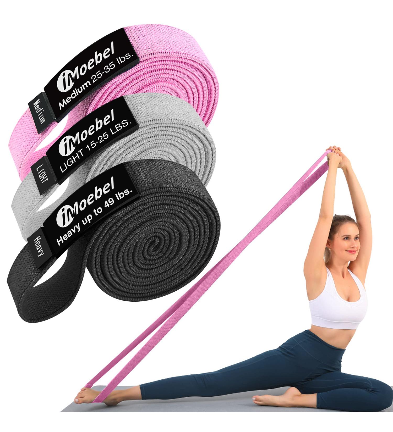Imoebel Fitness Band Set | Long Resistance Tapes for Strength Training CrossFit Yoga - 3 Colors (Gray/Pink/Black) | Non-Wound Pull-Up Bands for Home Workout - Buy Online on GoSupps.com
