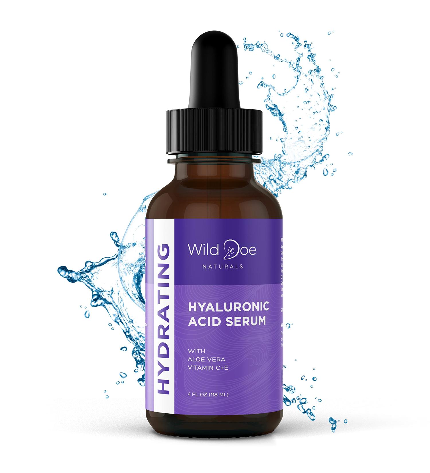 Hydrating Hyaluronic Acid Serum with Vitamin C and Aloe Vera for Anti-Wrinkle and Elasticity Boost - 4oz - Buy Online on GoSupps.com