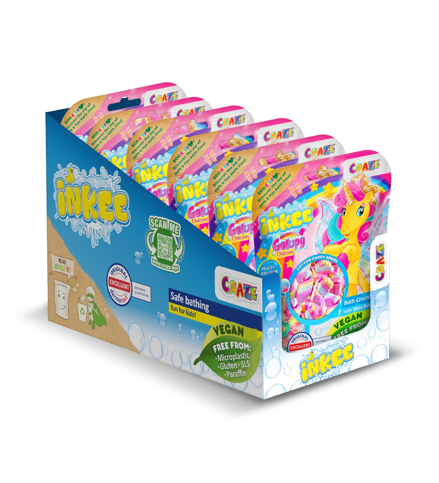 INKEE Bath Bombs Crumble Galupy Unicorn Bath Bombs for Kids Candy Floss Scented and 4 Colours 100g Bag - Buy Online on GoSupps.com