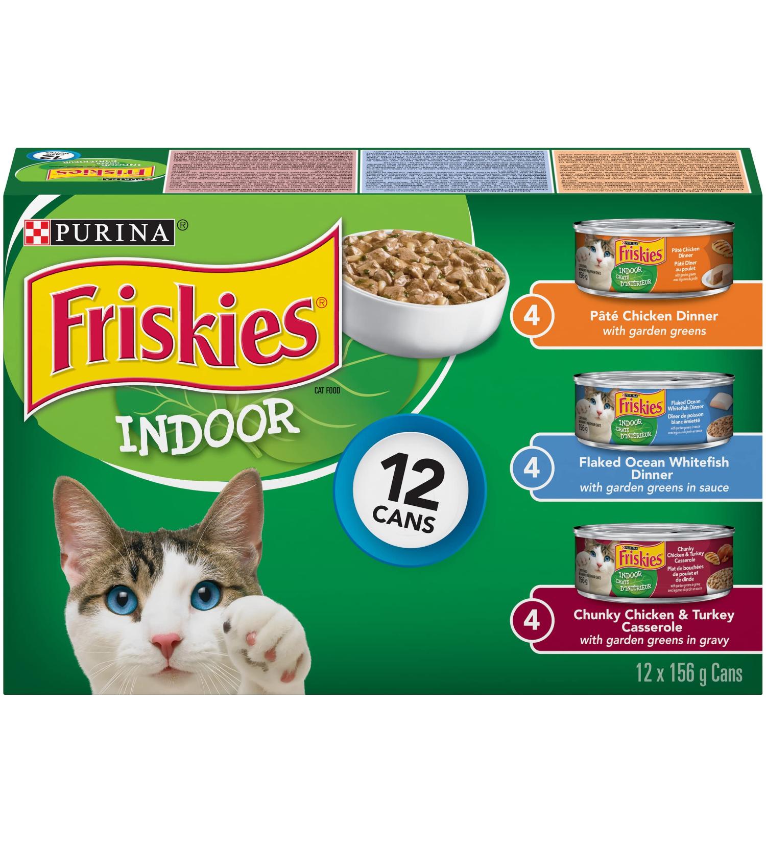 Purina Friskies Indoor Cat Food Variety Pack 12-156g Cans