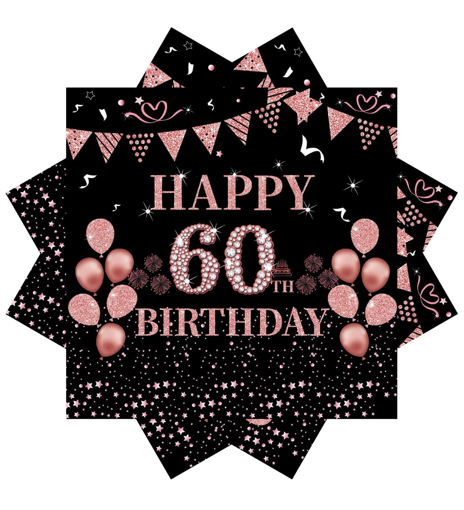 40 Ros gold Napkin Set for 60th Birthday | Stylish 33x33cm Paper Napkins for Men & Women | Perfect Party Decoration - Buy Online on GoSupps.com