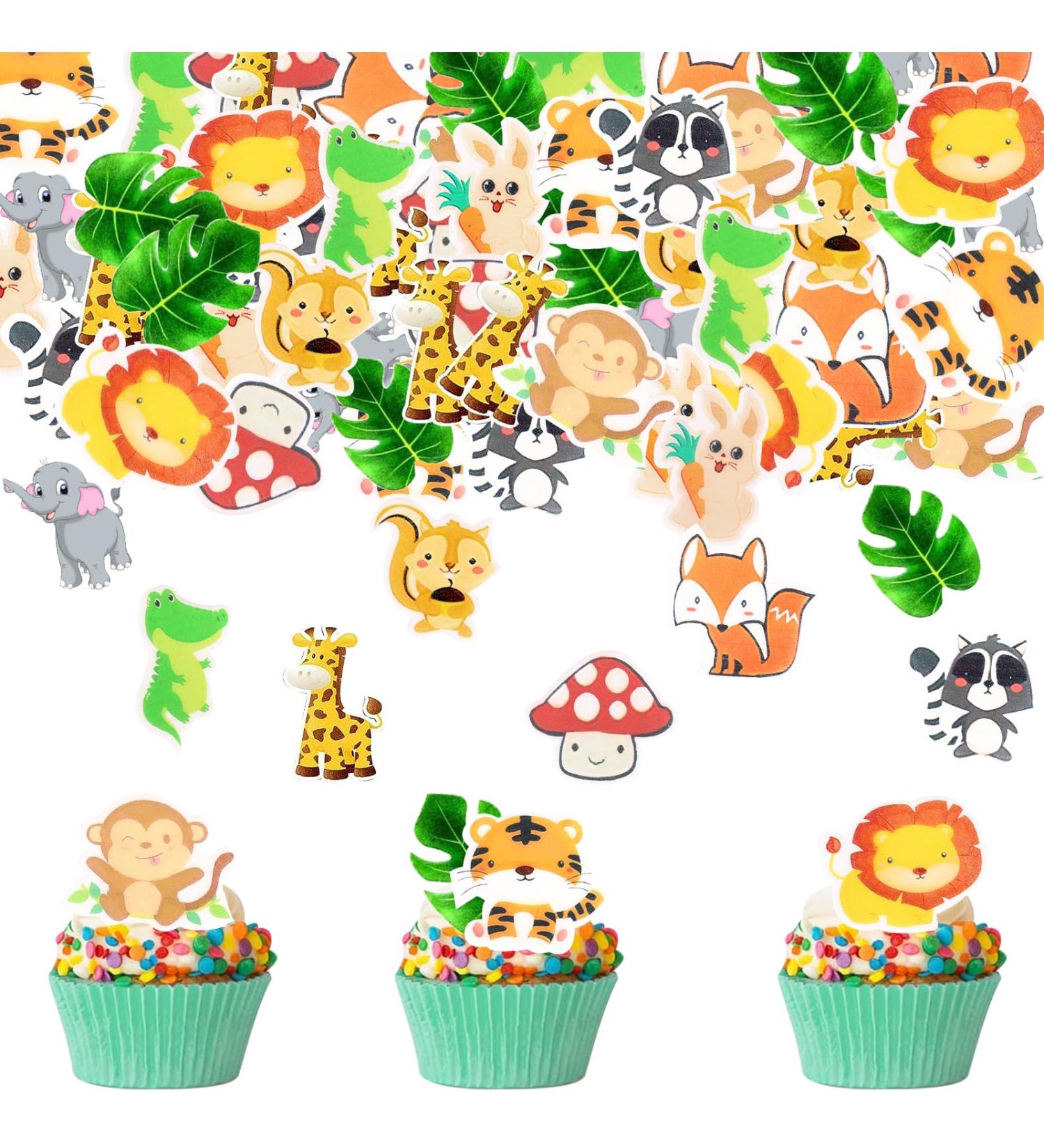 Catelves 60 Edible Jungle Animal Cake Decorations - Muffin & Cupcake Toppers for Birthday Parties - Buy Online on GoSupps.com