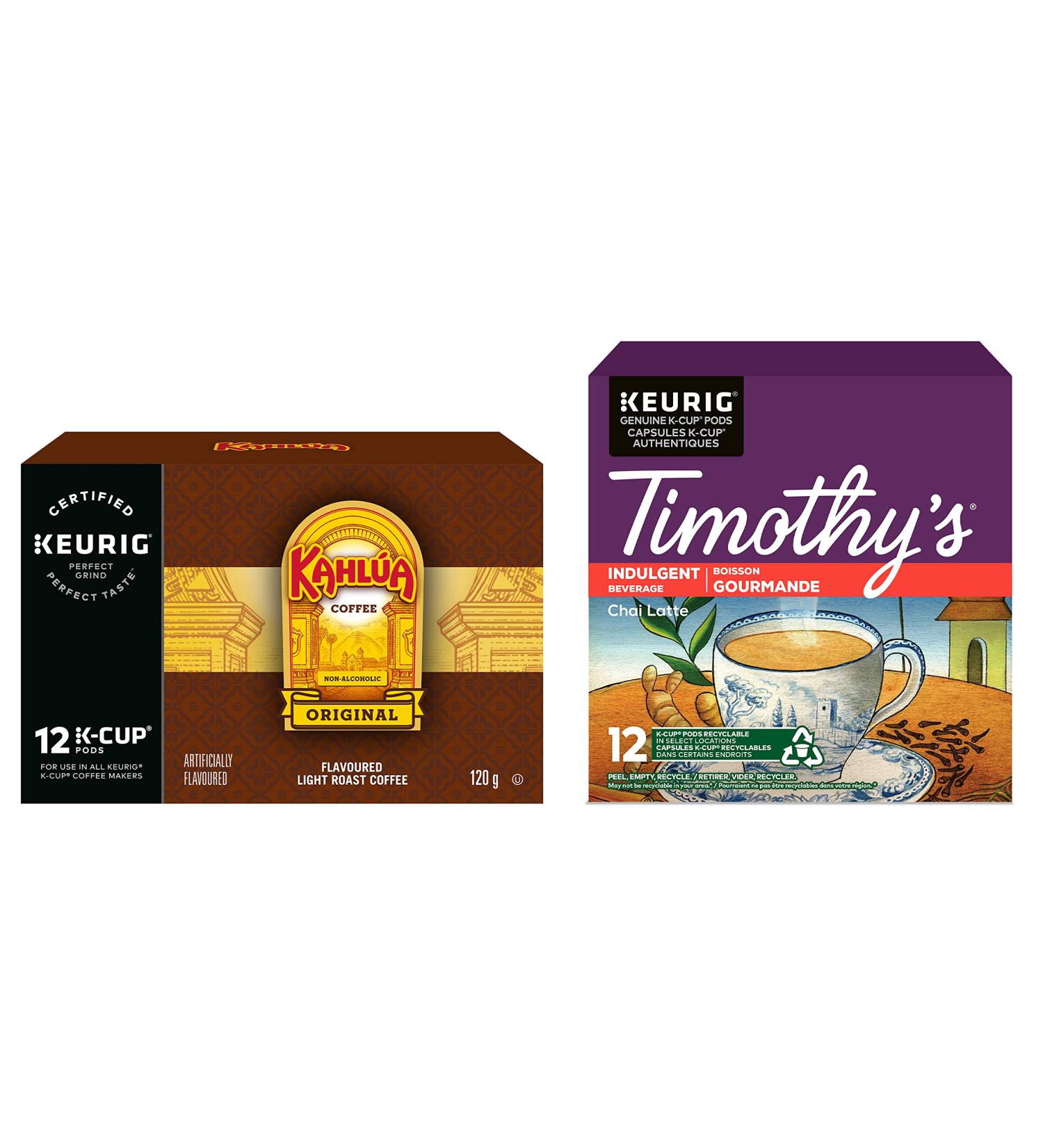 Timothy s World Coffee Kahlua Original and Chai Latte Single Serve Keurig Certified K-Cup pods for Keuri - Buy Online on GoSupps.com