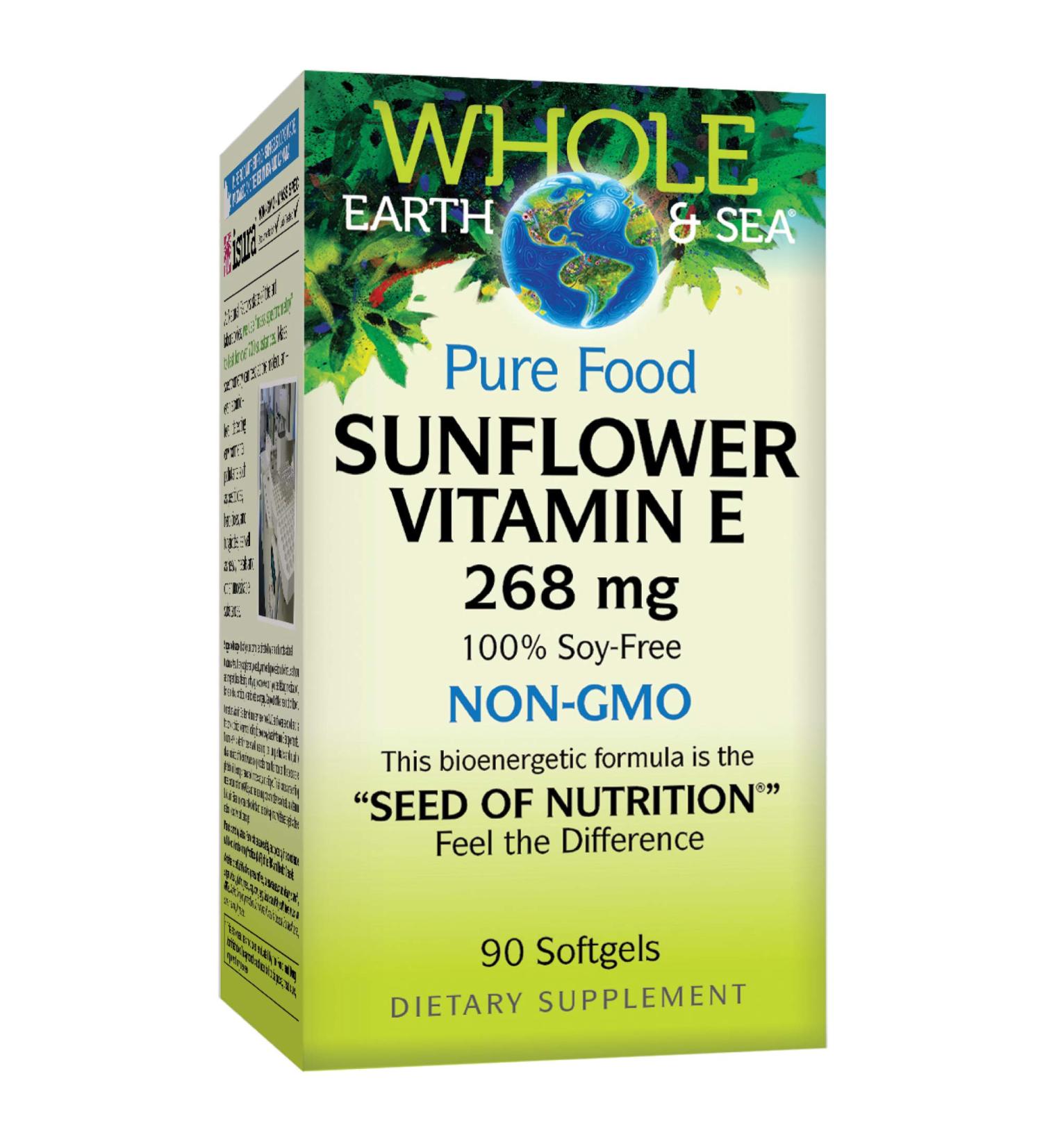 Natural Factors Whole Earth Sea Sunflower Vitamin E 400 IU - Vegan & Gluten Free 90 Softgels - Buy Online on GoSupps.com