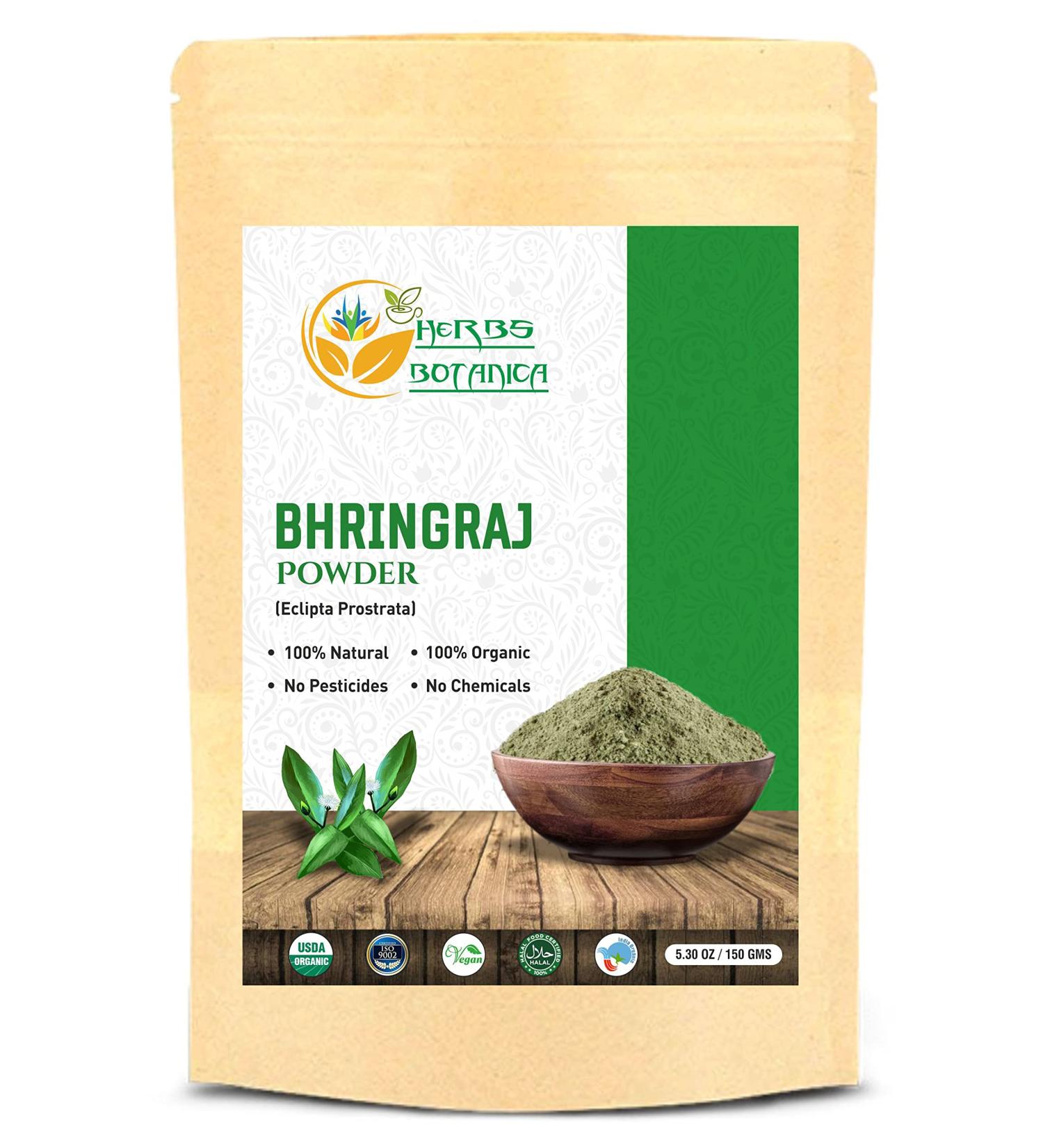 Organic Bhringraj Powder 150g - Eclipta Alba False Daisy for Hair Growth - 5.3 Oz - Buy Online on GoSupps.com