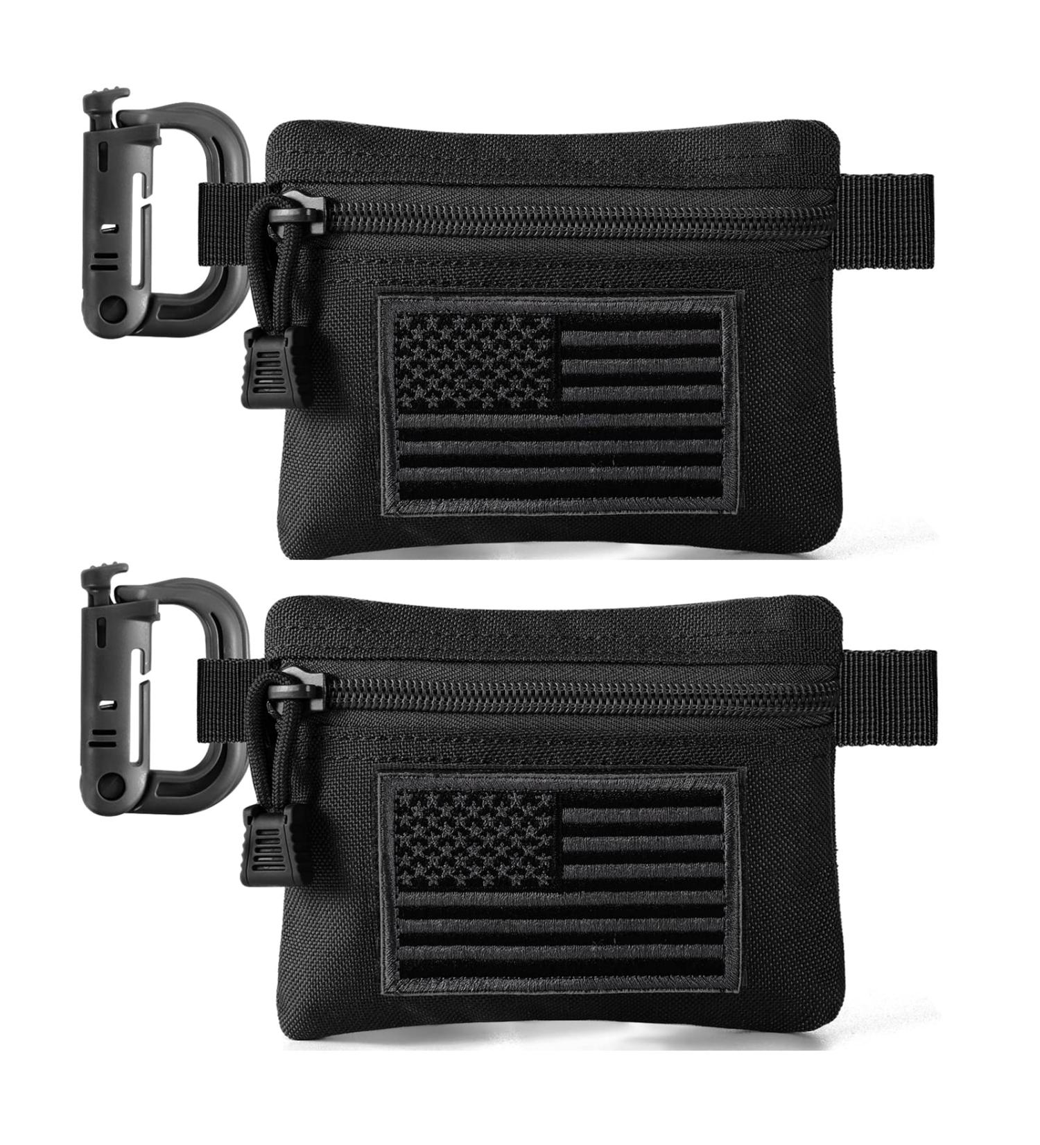 FRTKK Tactical Compact EDC Pouches - 2 Pack Military Molle Utility Organizer Coin Purse Keychain Credit Card Holder Waist Pack Black - Buy Online on GoSupps.com