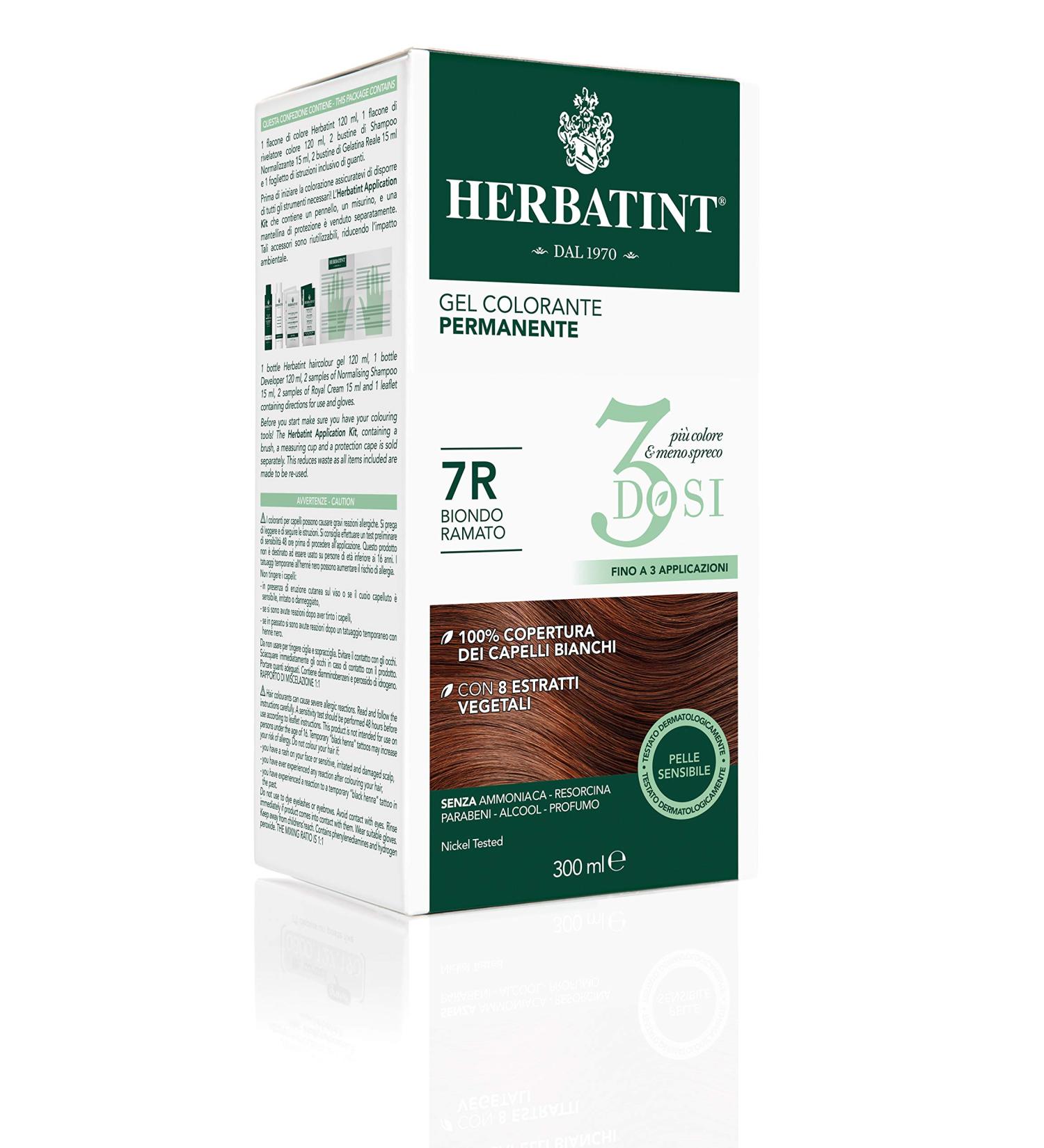  Herbatint Herbatint 3Dosi Permanent Colour Gel 300 ml - 7R Copper Blonde Ammonia-Free for Sensitive Skin 100% White Hair Coverage with 8 Organic Natural Extracts - Buy Online on GoSupps.com