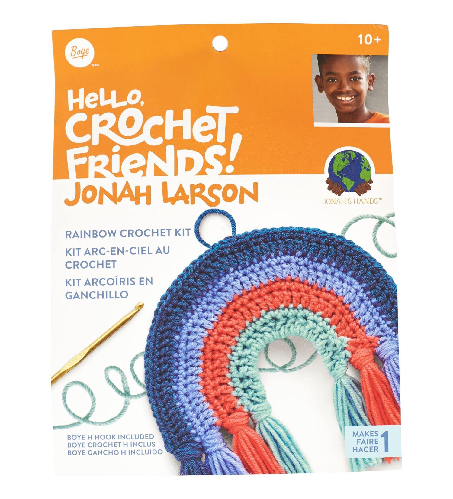 Boye Jonah's Hands Rainbow Crochet Kit - Beginner-Friendly Wall Decoration Set - 8 x 8 Finished Project - Multicolor - 5 Piece Set - Buy Online on GoSupps.com
