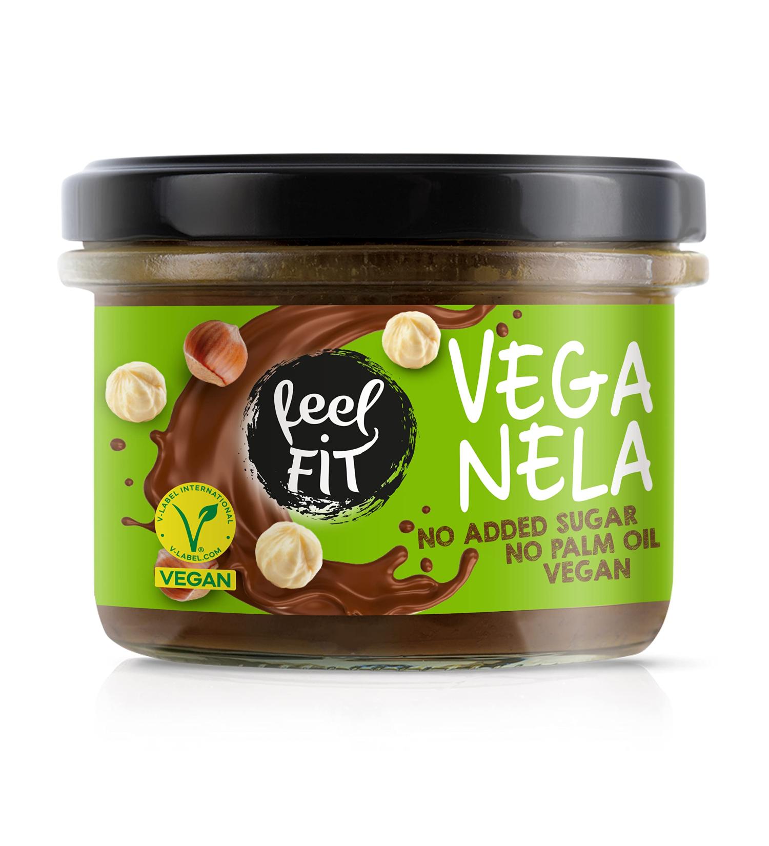 Feel FIT VEGANELA Cocoa-Hazelnut Spread - No Added Sugar No Palm Oil Vegan (6 x 200g) - Healthy Delicious & Guilt-Free Indulgence - Buy Online on GoSupps.com