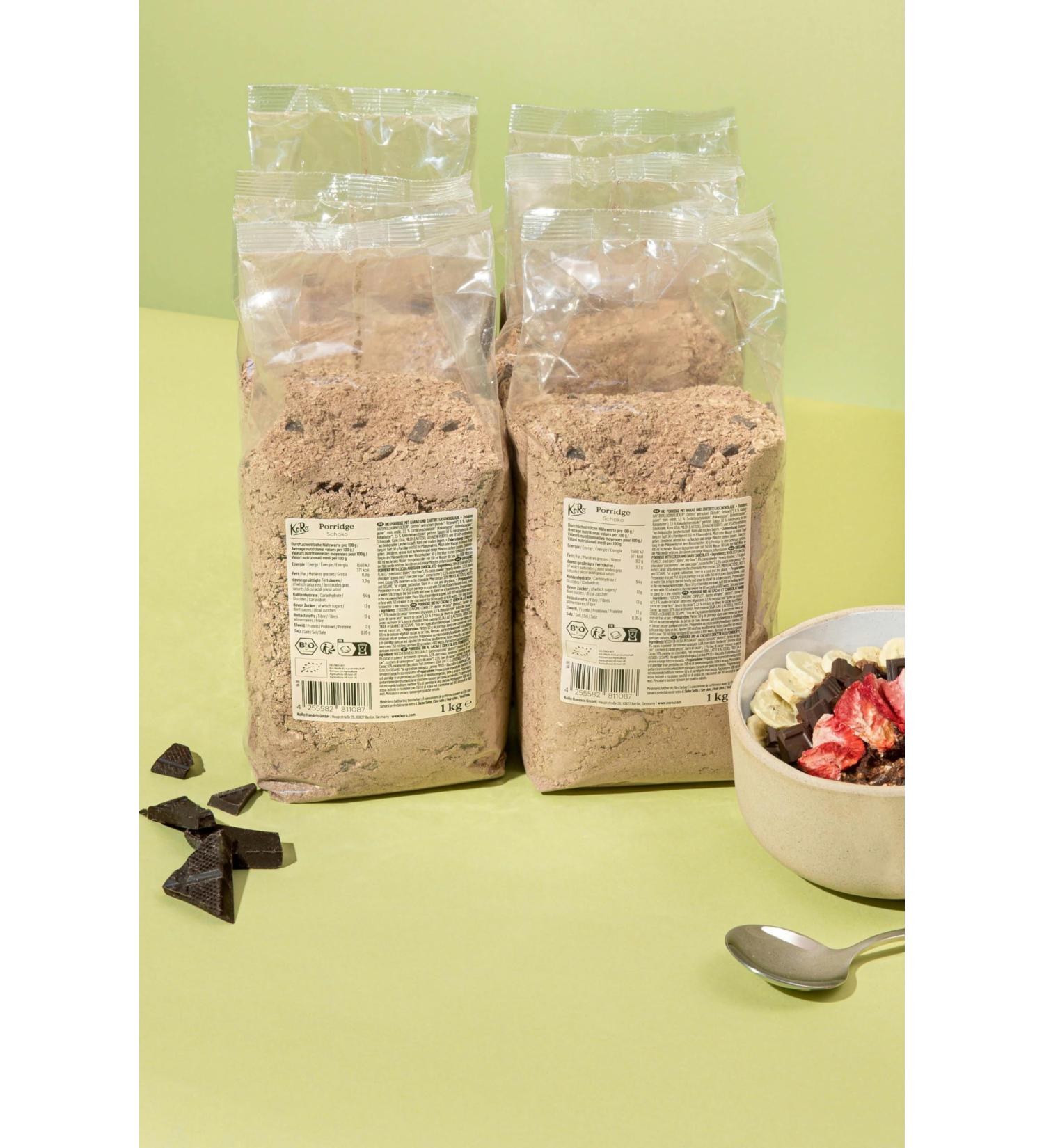 KoRo - Porridge au chocoalt bio 6 x 1 kg - Vegan - Avec du chocolat noir et des clats de cacao - Rapide et facile pr parer 1 kg (Lot de 6) - Buy Online on GoSupps.com
