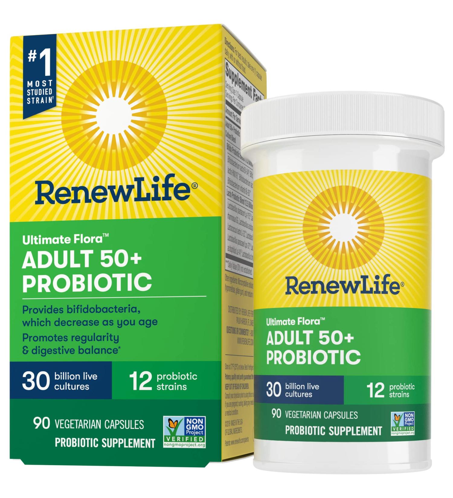 Renew Life Ultimate Flora 50+ Probiotic - 30 Billion CFU, 90 Vegetarian Capsules - Buy Online on GoSupps.com
