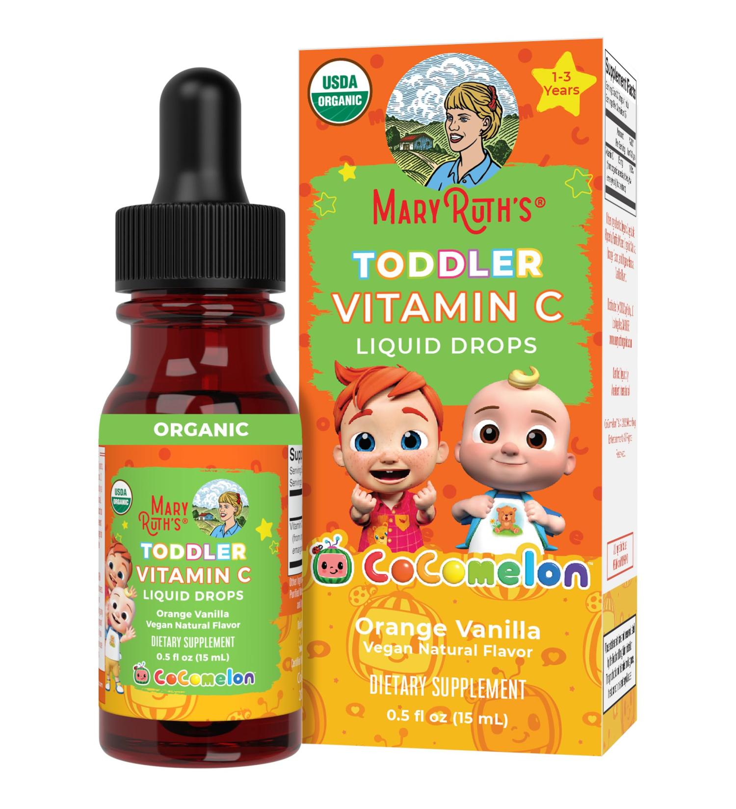 MaryRuth Organics Toddler Vitamin C Drops | USDA Organic Vitamin C Liquid Drops for Toddler | Ages 1-3 Years | Vitamin for Immune Support & Overall Health | Vegan | Non-GMO | 15 Servings - Buy Online on GoSupps.com