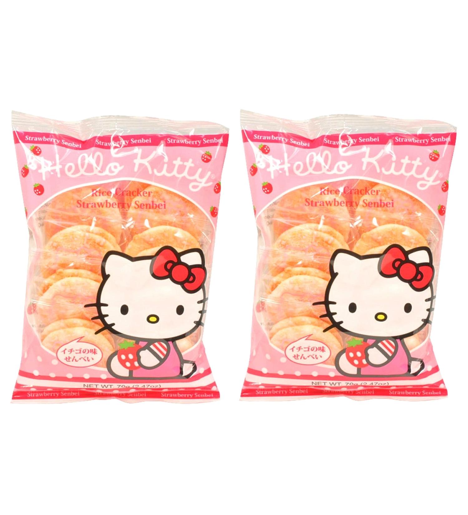 Hello Kitty Strawberry Rice Crackers - Great Snacks for Adults & Children | Party Favors, Birthday Gifts & School | Pack of 2 3.95oz Packs - Buy Online on GoSupps.com