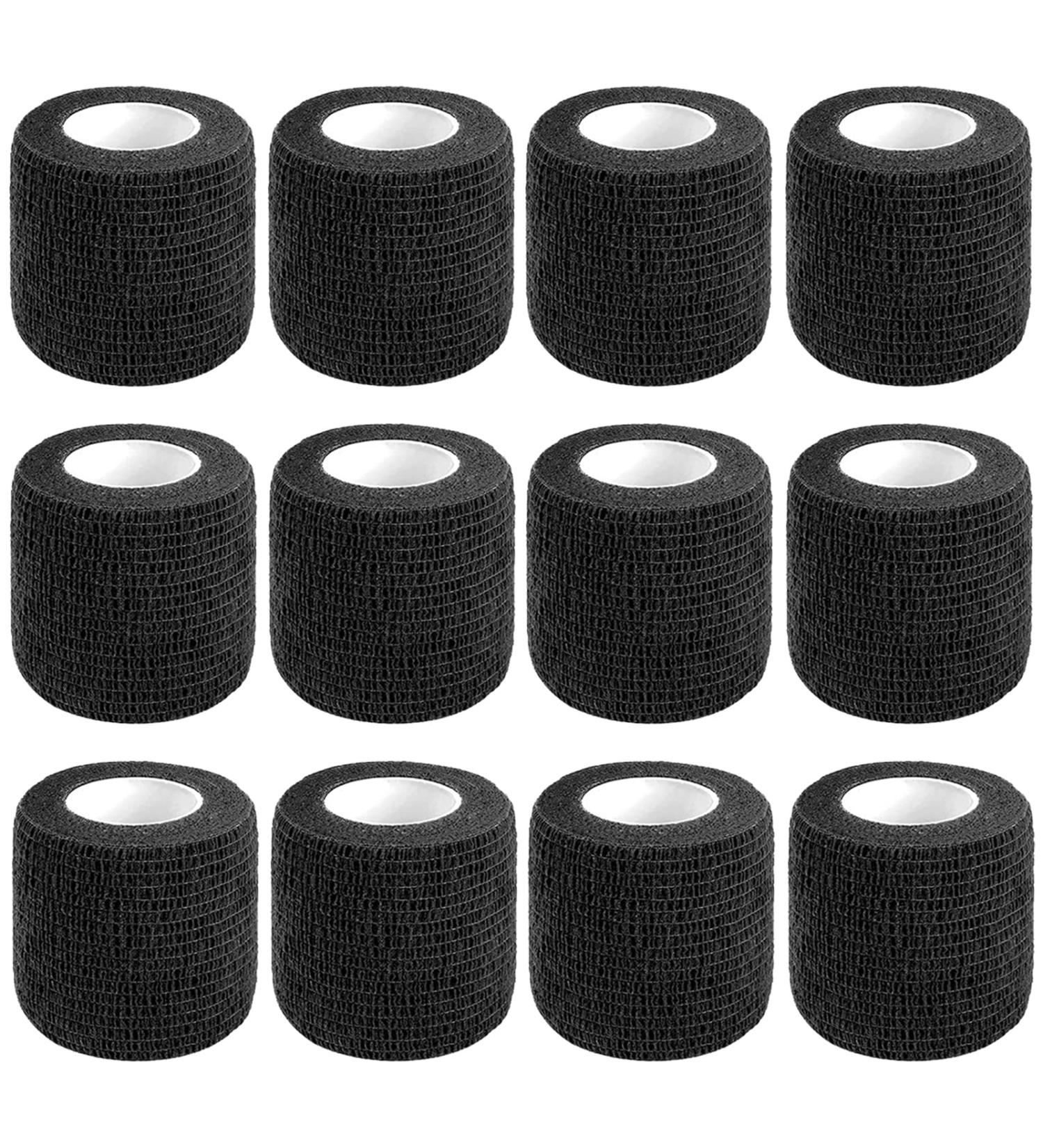 2 Black Vet Wrap 12 Pack - Self Adhesive Bandage Wrap for First Aid - 5 Yards Flexible & Breathable Bandage Wrap for Sprains Protection - Buy Online on GoSupps.com