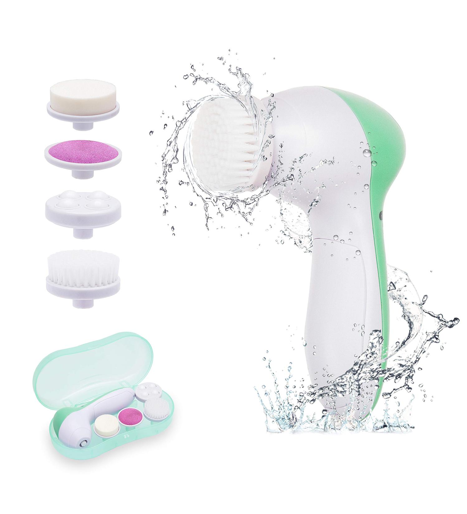 Waterproof 5-in-1 Face Scrubber & Cleansing Brush for Deep Cleaning, Exfoliating, and Blackhead Removal - Travel-Friendly Skin Care Tool - Buy Online on GoSupps.com