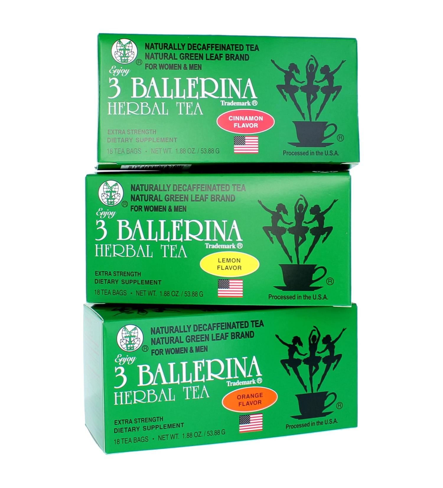 Ballerina Tea Extra Strength 3 Boxes Bundle - Orange, Lemon, and Cinnamon Flavors - 18 Count (Pack of 3) - For Men and Women - Buy Online on GoSupps.com