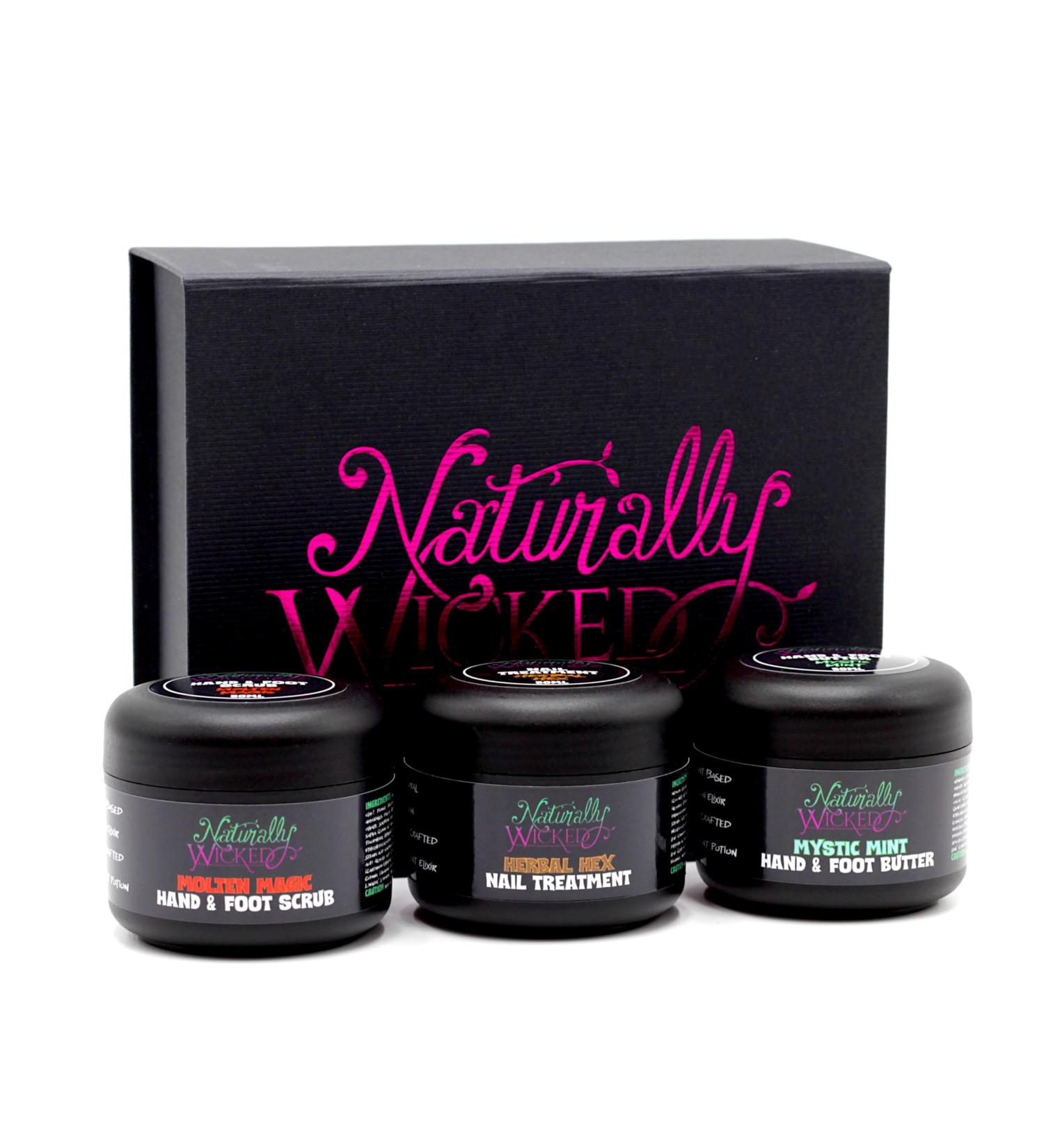 Naturally Wicked 3 Step Hand & Foot Kit - Exfoliate Rejuvenate & Protect With Plant Extracts - Buy Online on GoSupps.com