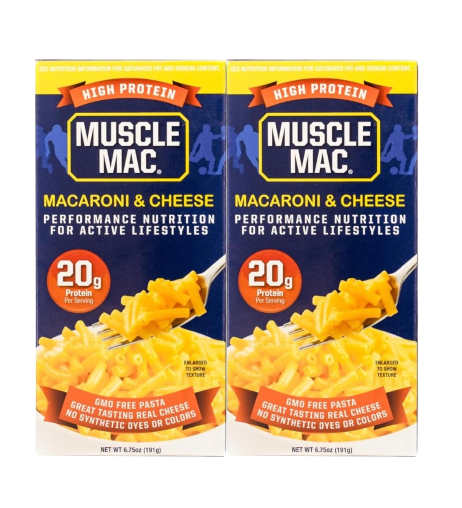 Muscle Mac High Protein Mac & Cheese Box | 20g Protein Macaroni Made with Real Cheese | Sharing Size Stovetop Boxes GMO Free Dye & Colour Free | 6.75oz Box (Pack of 2 Boxes) Cheddar Pack of 2 Boxes - Buy Online on GoSupps.com