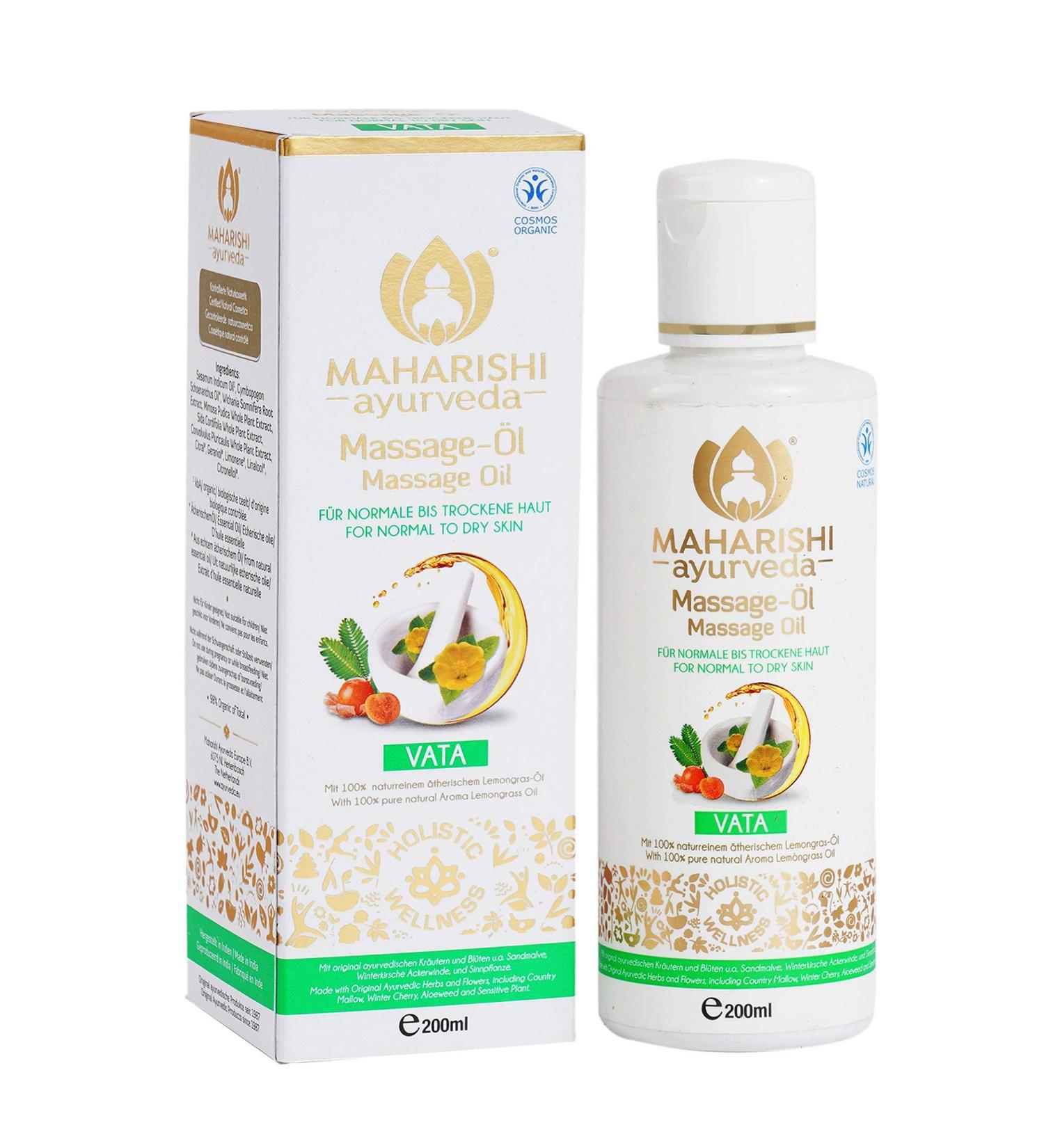 Maharishi Ayurveda Vata Massage Oil - 100% Natural for Sensitive Skin | 200 ml | Controlled Natural Cosmetics - Buy Online on GoSupps.com