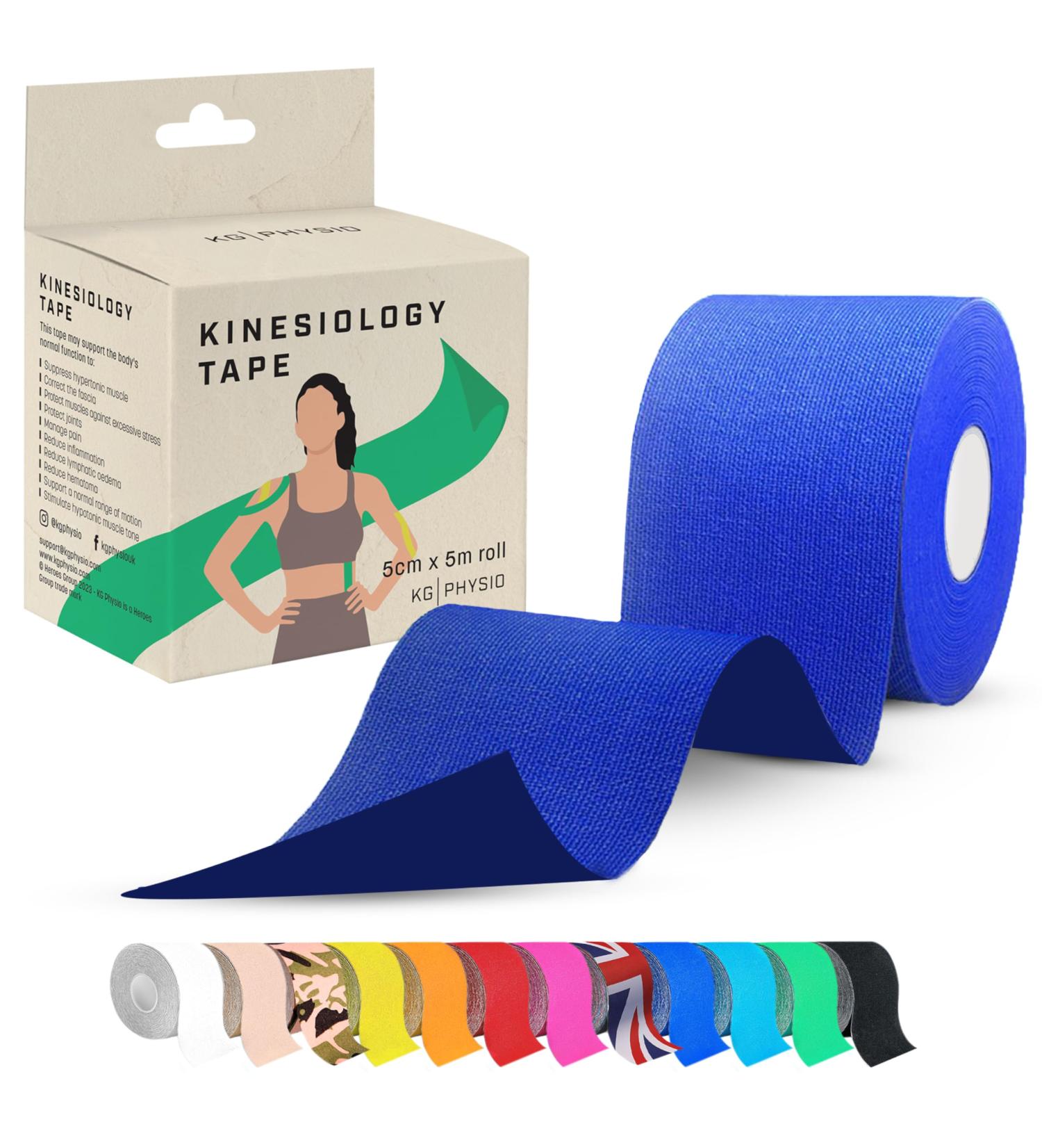 KG Physio Kinesiology Tape 5m Roll - Joint & Muscle Support Tape - Blue - Buy Online on GoSupps.com