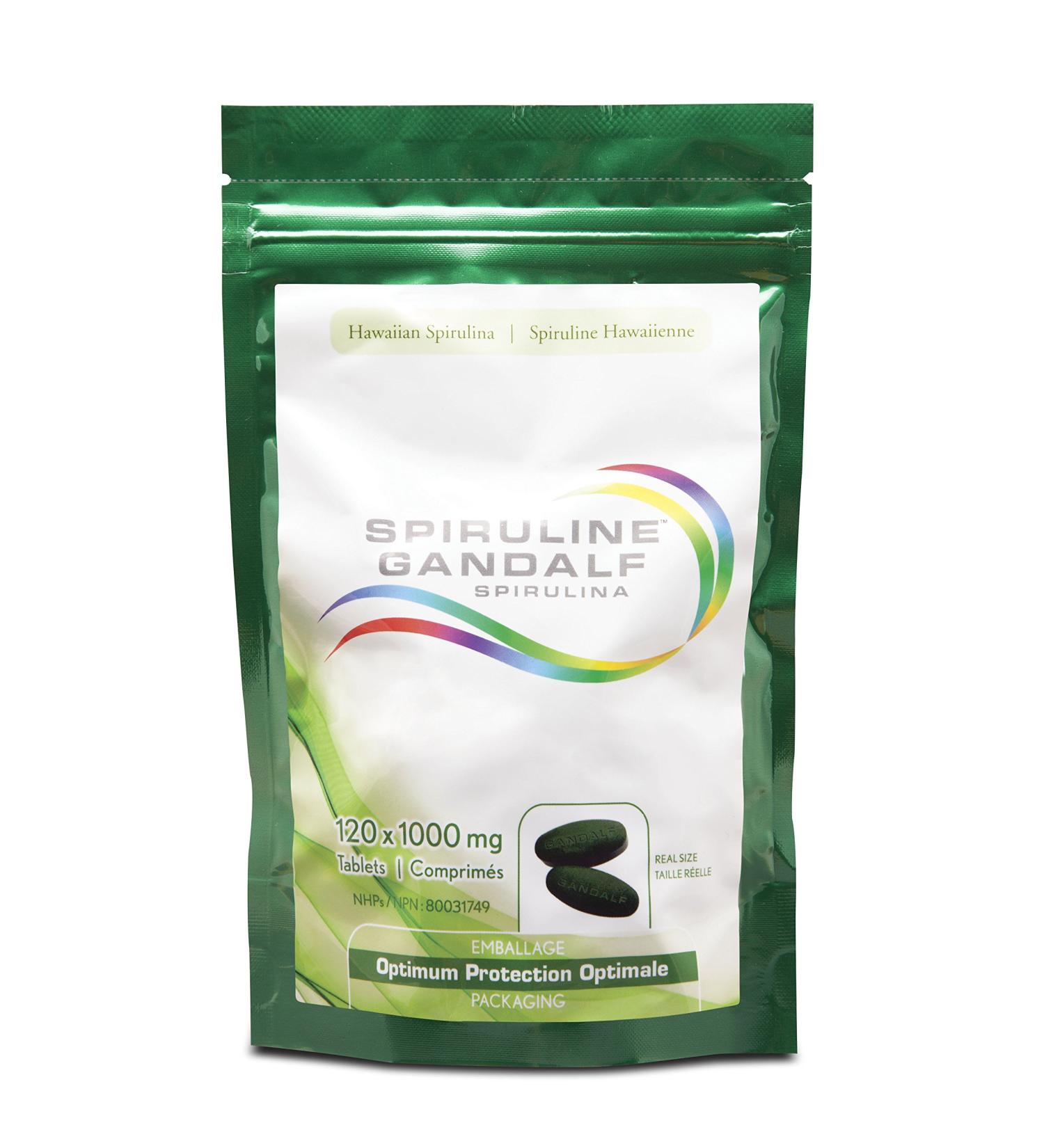 Gandalf Hawaiian Spirulina Tablets Ultra Pure Blue-Green Algae Certified 3rd Party Tested Canada s Most Trusted Brand Vegan 1000 mg 120