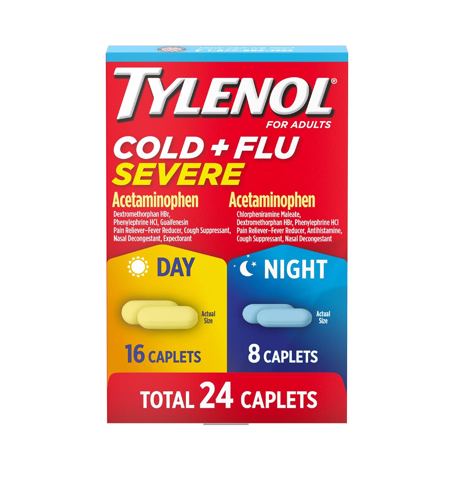 Tylenol Cold + Flu Severe Day & Night Caplets - 24 Count - Buy Online on GoSupps.com