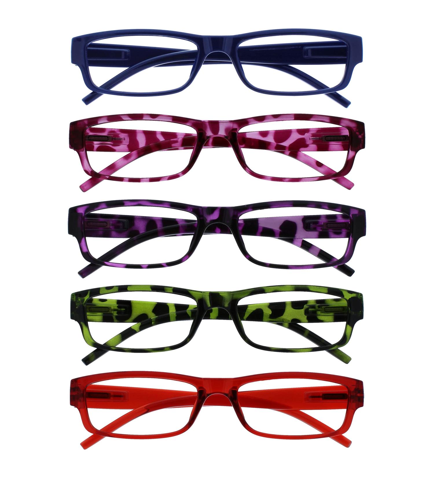 The Reading Glasses Company Value 5 Pack Lightweight Mens Womens Blue Pink Purple Green Red RRRRR32-3456Z +2.50 +2.50 Magnification (Pack of 20) - Buy Online on GoSupps.com