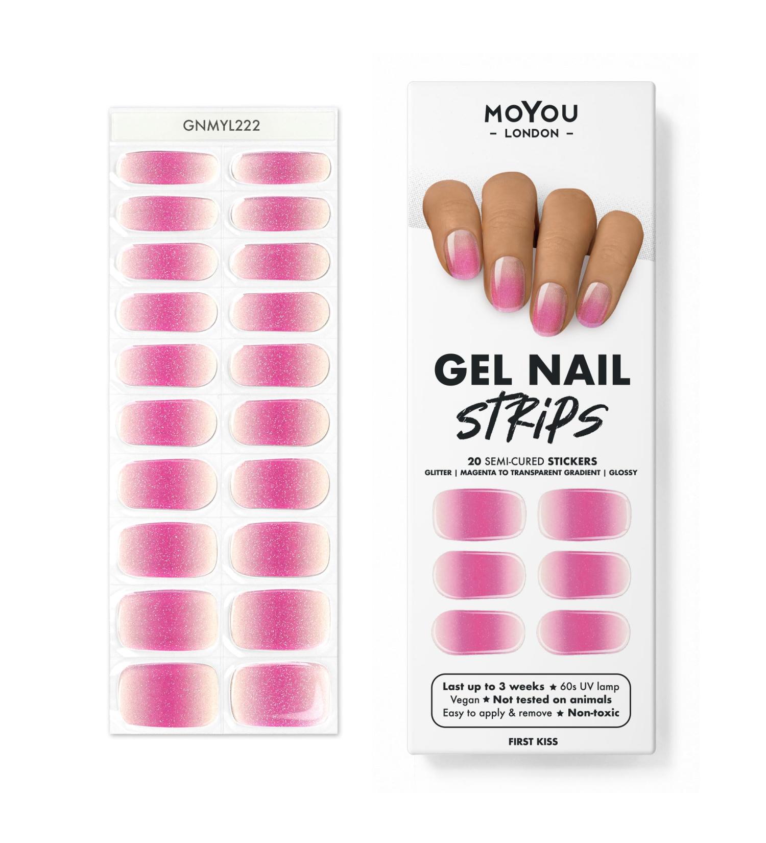 MOYOU LONDON Semi-Cured UV Gel Strips - 20 Pieces | Salon Quality Gel Nail Foils for Perfect Manicure | First Kiss - International Shipping Available - Buy Online on GoSupps.com