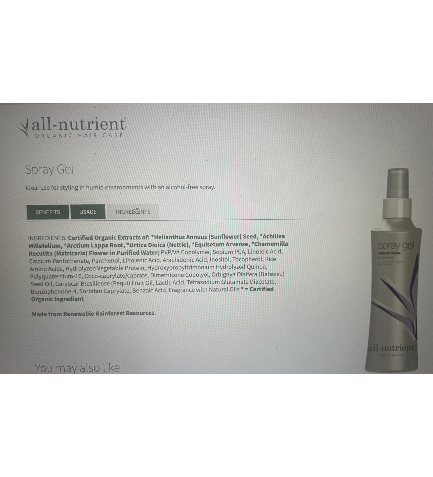 all nutrient Spray Gel 8.4 fl oz
