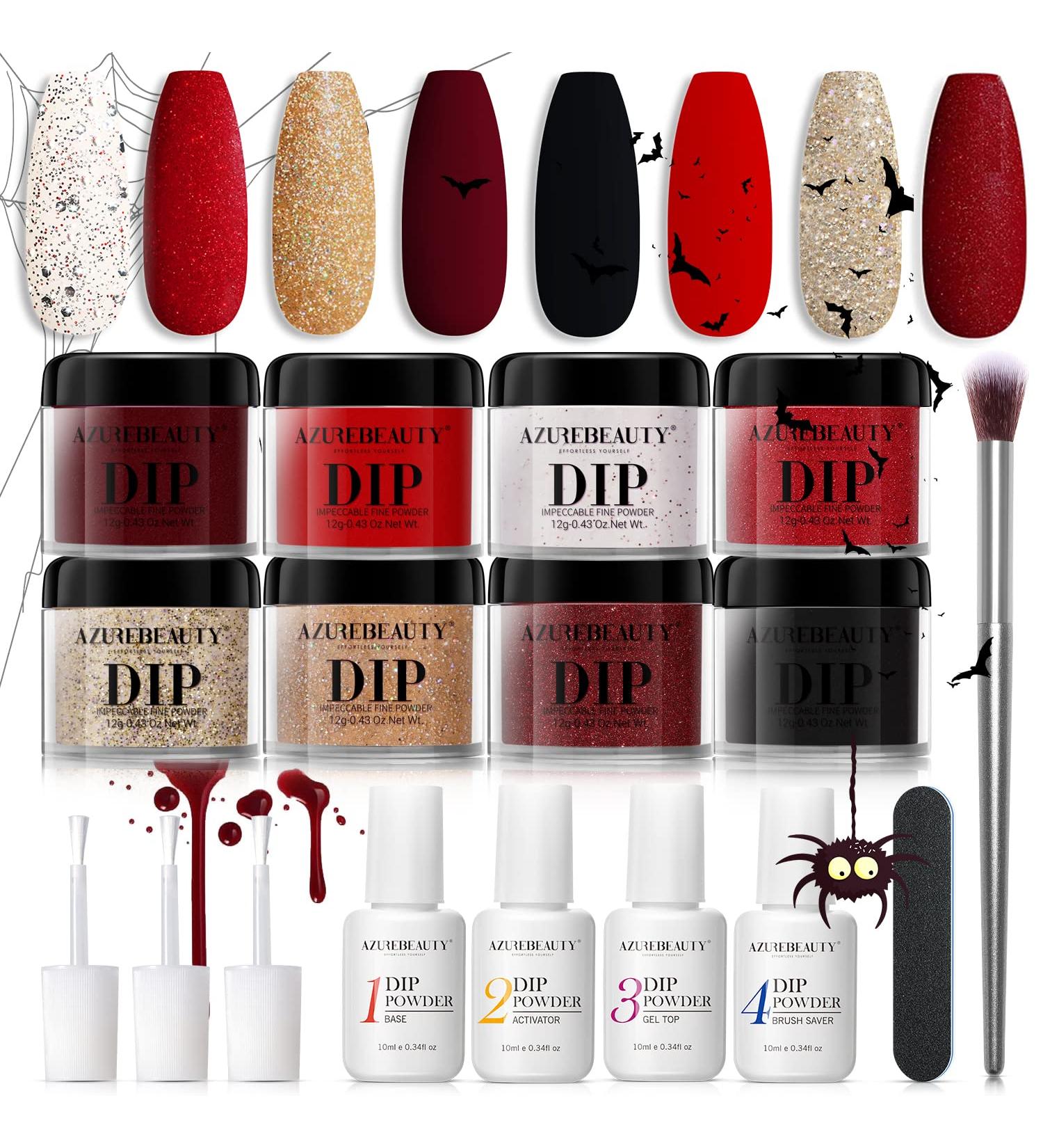 AZUREBEAUTY Dip Powder Nail Kit - Classic Malena Burgundy Red Glitter Dipping Powder Set - Buy Online on GoSupps.com
