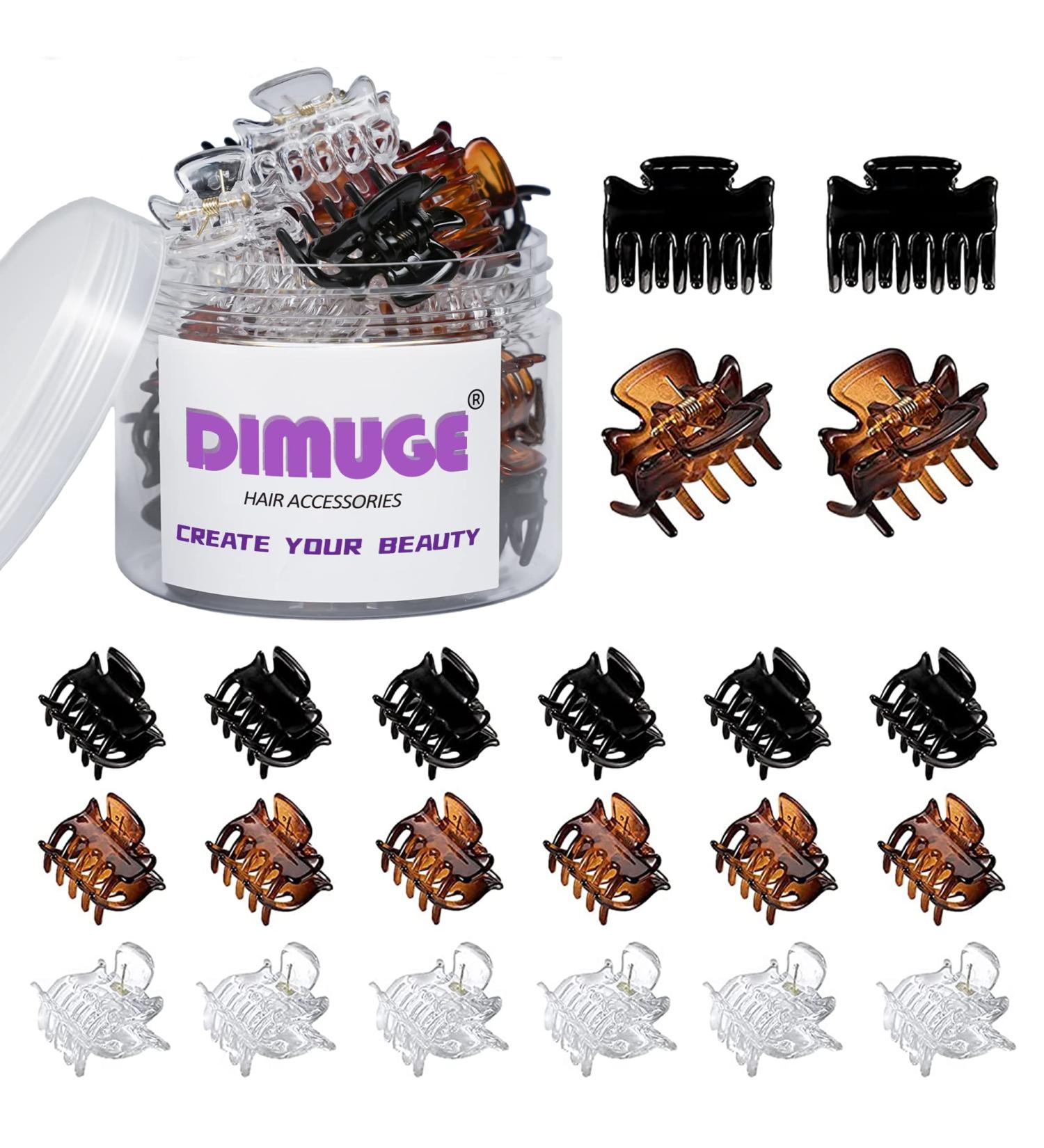 DIMUGE 22 pcs Small Hair Accessories for Women Girls and Boys - Clear Brown and Black Claw Clips - 1 inch - Strong Grip Styling Barrettes - Buy Online on GoSupps.com