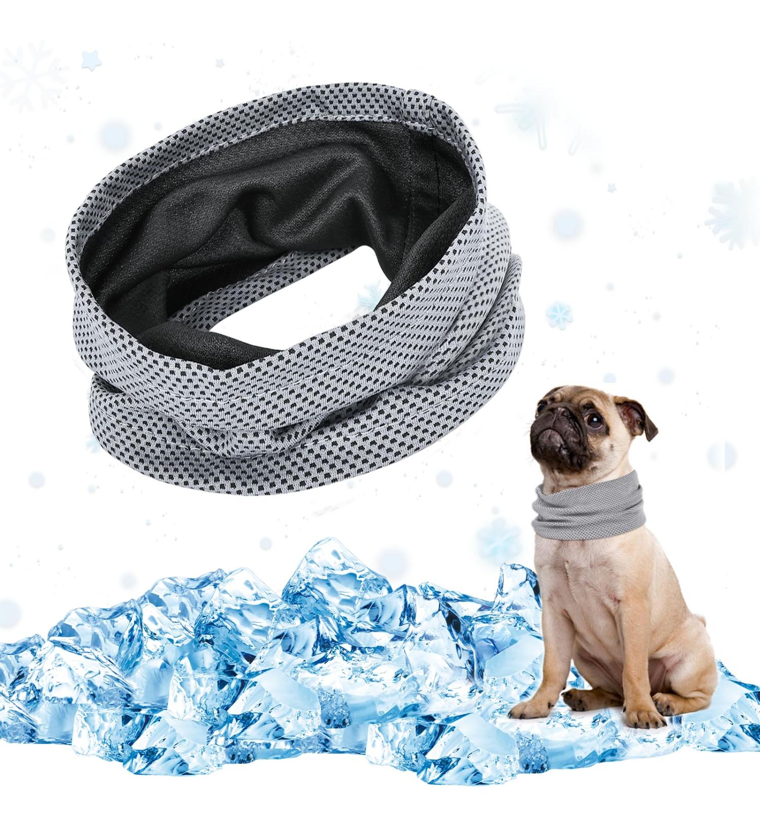 Cooling Collar for Dogs | Summer Dog Cooling Neck Gaiter & Breathable Bandana | Gray Size L Ideal for Hot Weather Relief - Buy Online on GoSupps.com