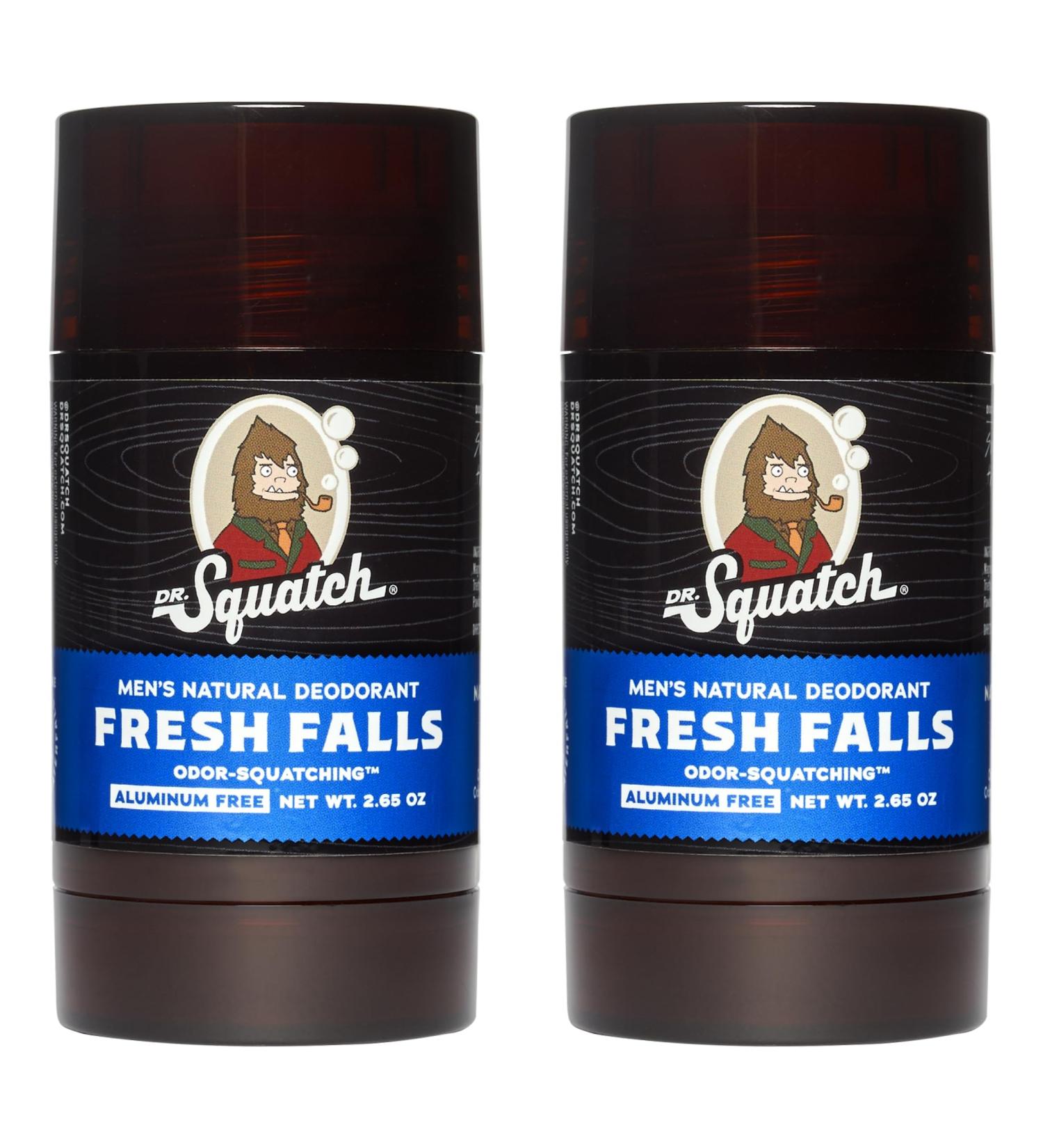 Dr. Squatch Natural Deodorant for Men 2 Pack Fresh Falls Odor-Squatching Men's Deodorant Aluminum Free (2.65 oz 2 Pack) - Buy Online on GoSupps.com