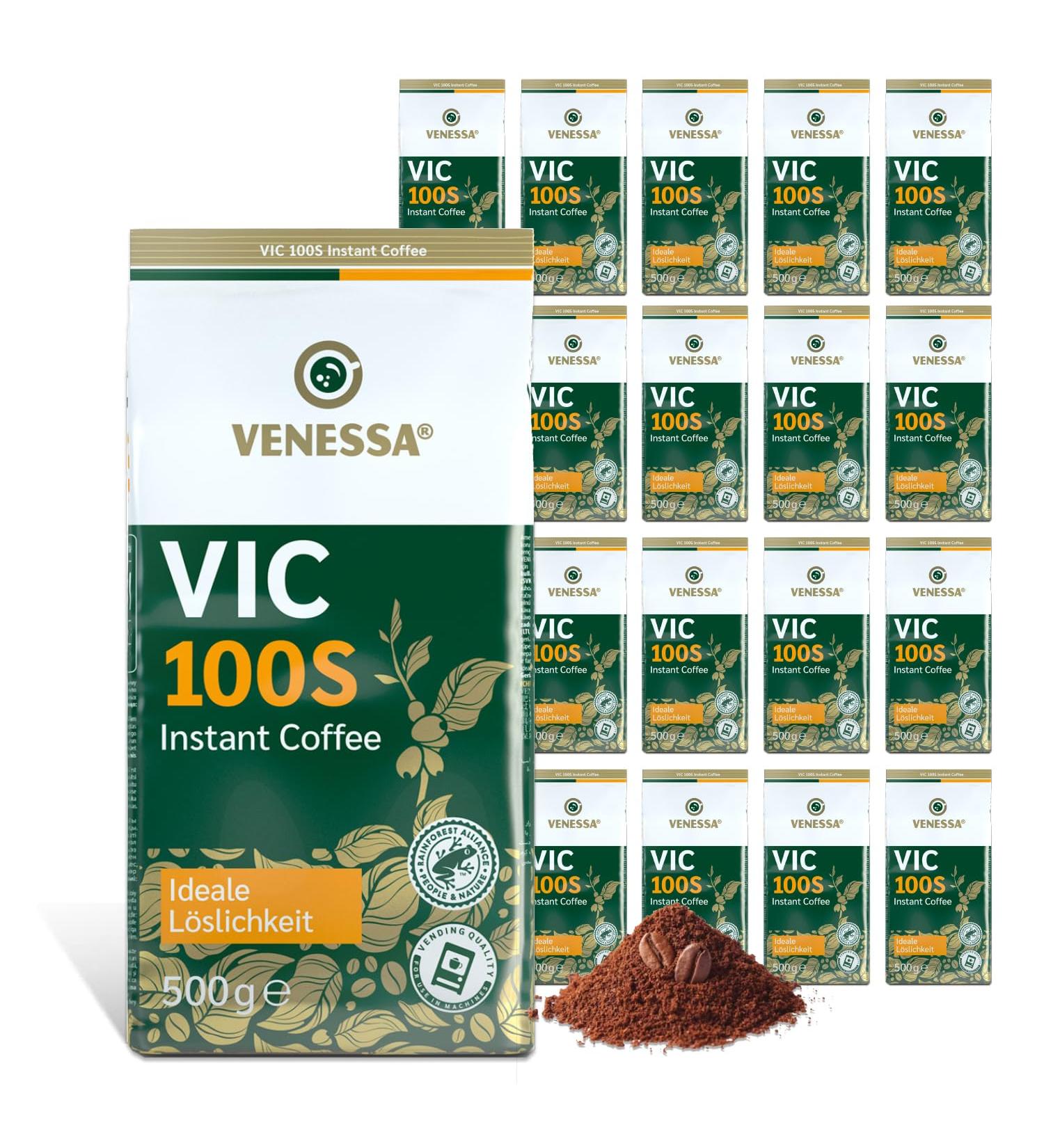 Venessa VIC 100 S 20 Packs of 500g Instant Soluble Coffee - Roasted Hearty Powerful and Full of Taste Coffee - Premium Powder for Automatic Coffee Machine Office Cafe - Buy Online on GoSupps.com