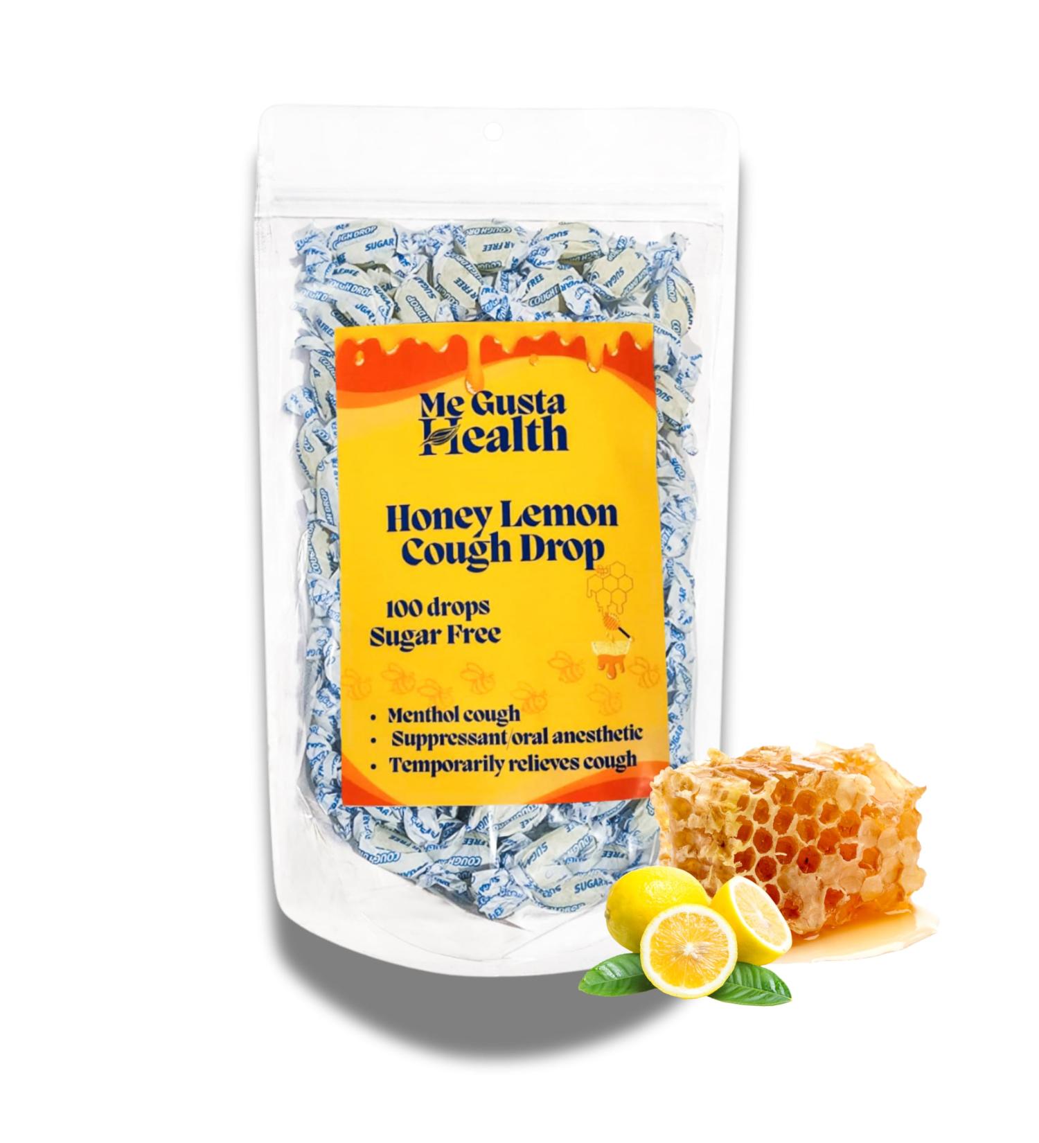 ME GUSTA HEALTH Honey Lemon Sugar Free Cough Drops with Menthol to Help Support The Immune System | Soothing for Dry | Sore Throat Drops | Temporary Relief from Cough 100 Count Compare to Halls - Buy Online on GoSupps.com