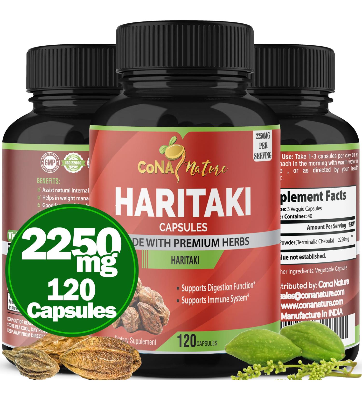 Organic India Haritaki Capsules 2250MG - Rejuvenation, Digestion Support, Non-GMO, Vegan - 120 Caps - Buy Online on GoSupps.com