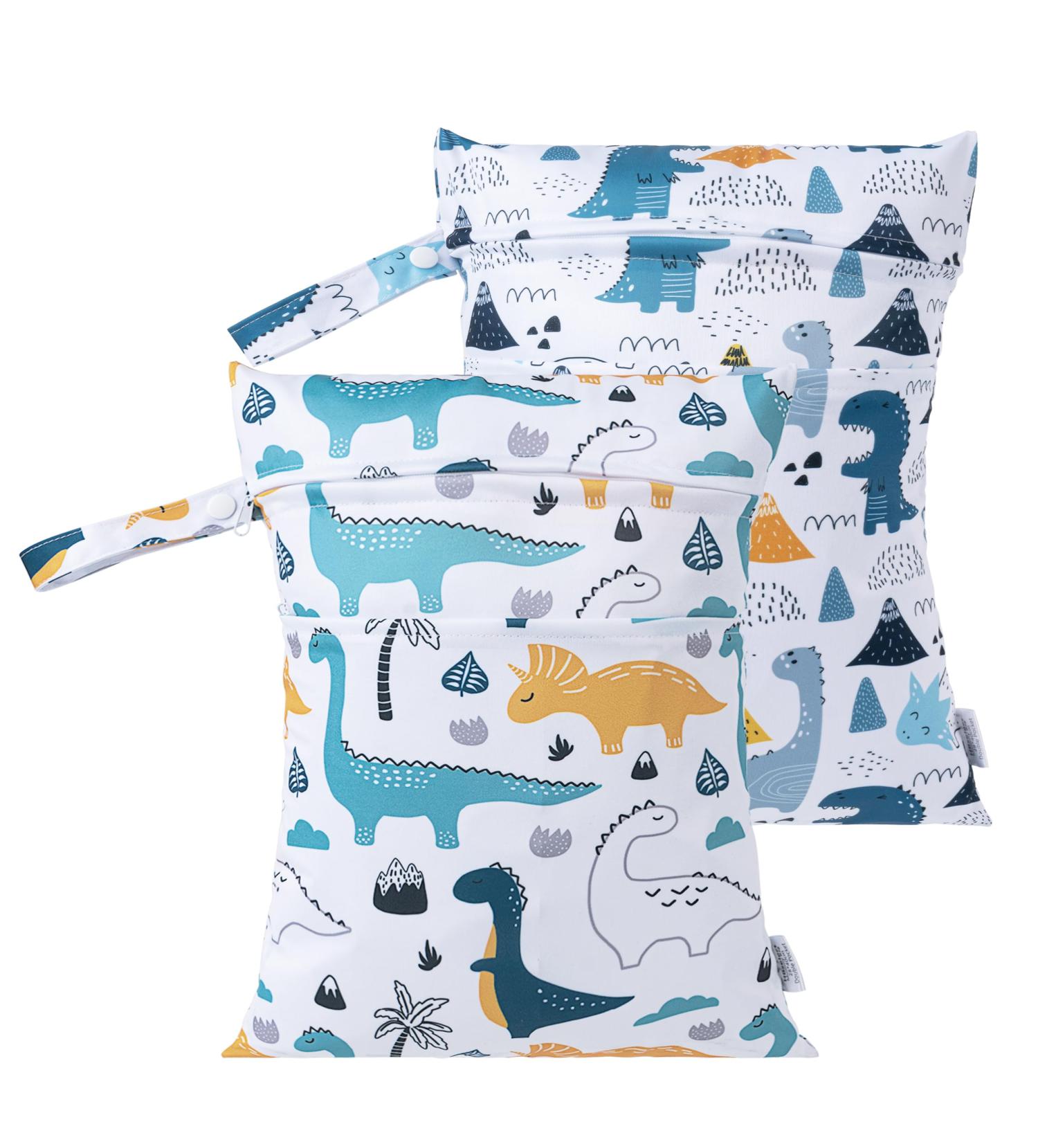 Buy Hbselect 2PCs Waterproof Diaper Bag Set - Reusable with Zipper Wet Wipes Organizer for Babies & Toddlers - Dinosaur Design - Buy Online on GoSupps.com