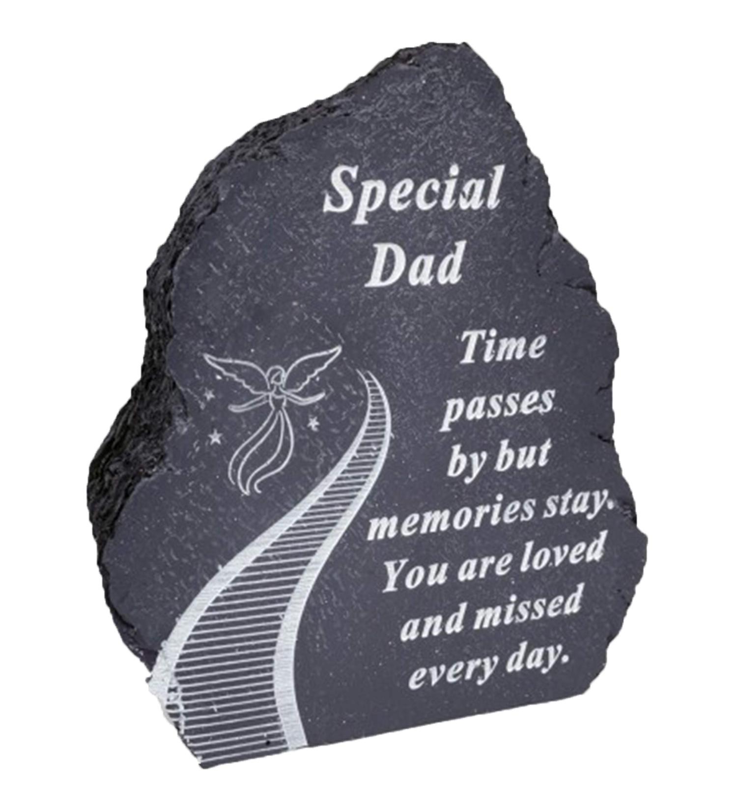 Black And White Stairway To Heaven Special Dad Tribute Detail Rock Memorial Grave Plaque