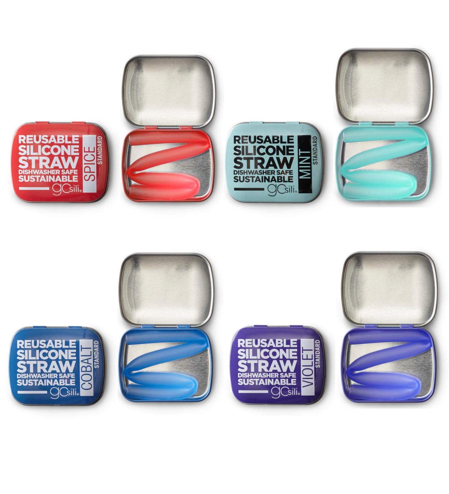 Silikids - Large Silicone Reusable Straws - Ecofriendly - Portable - 8 Straws and 8 Storage tins Included - Buy Online on GoSupps.com