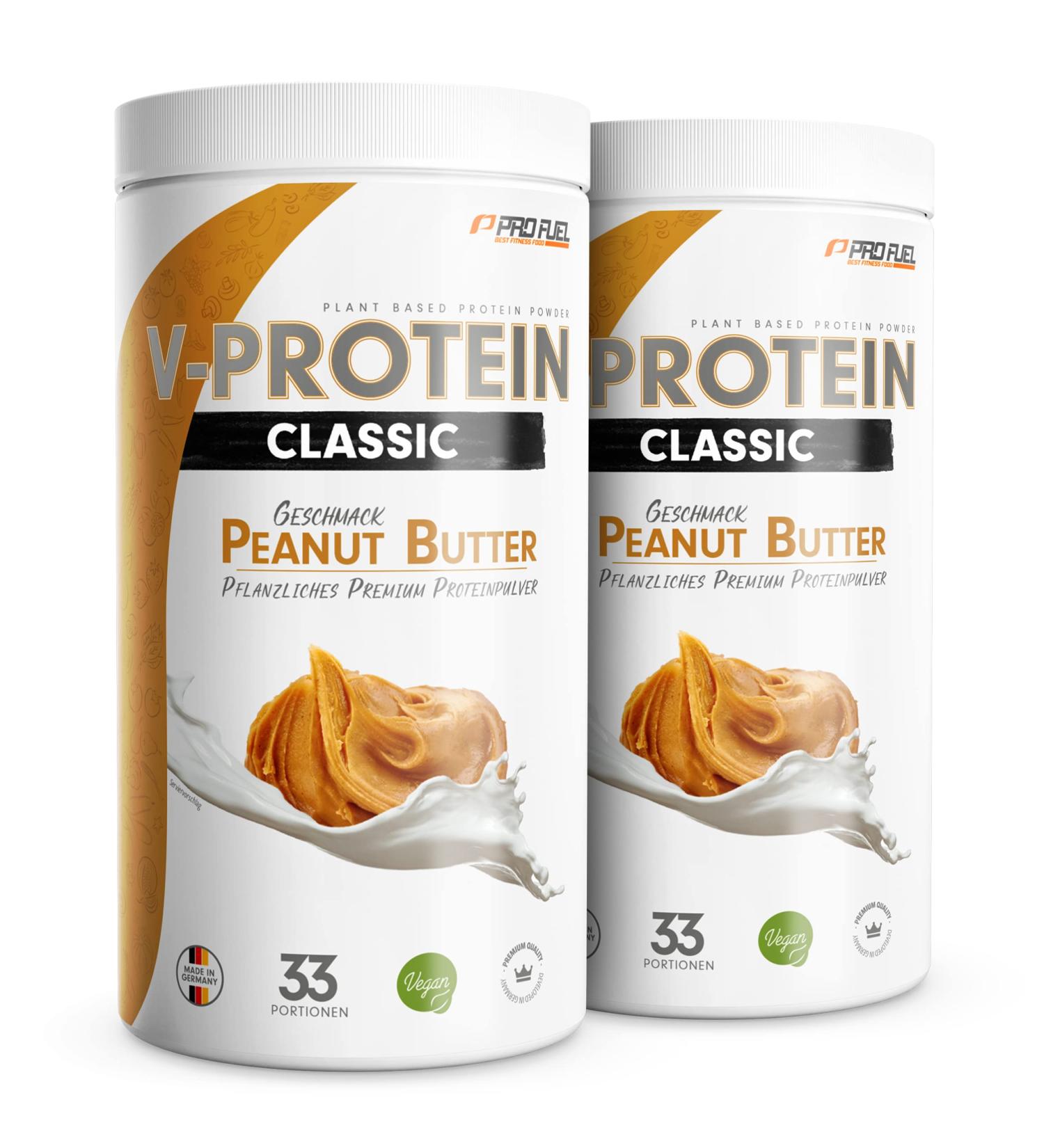 Buy Vegan Protein Powder (Peanut Butter) 2x1kg - Soy & Wheat-Free 75.9% Protein Optimal Value | V-Protein Pea-Based Shake - Buy Online on GoSupps.com