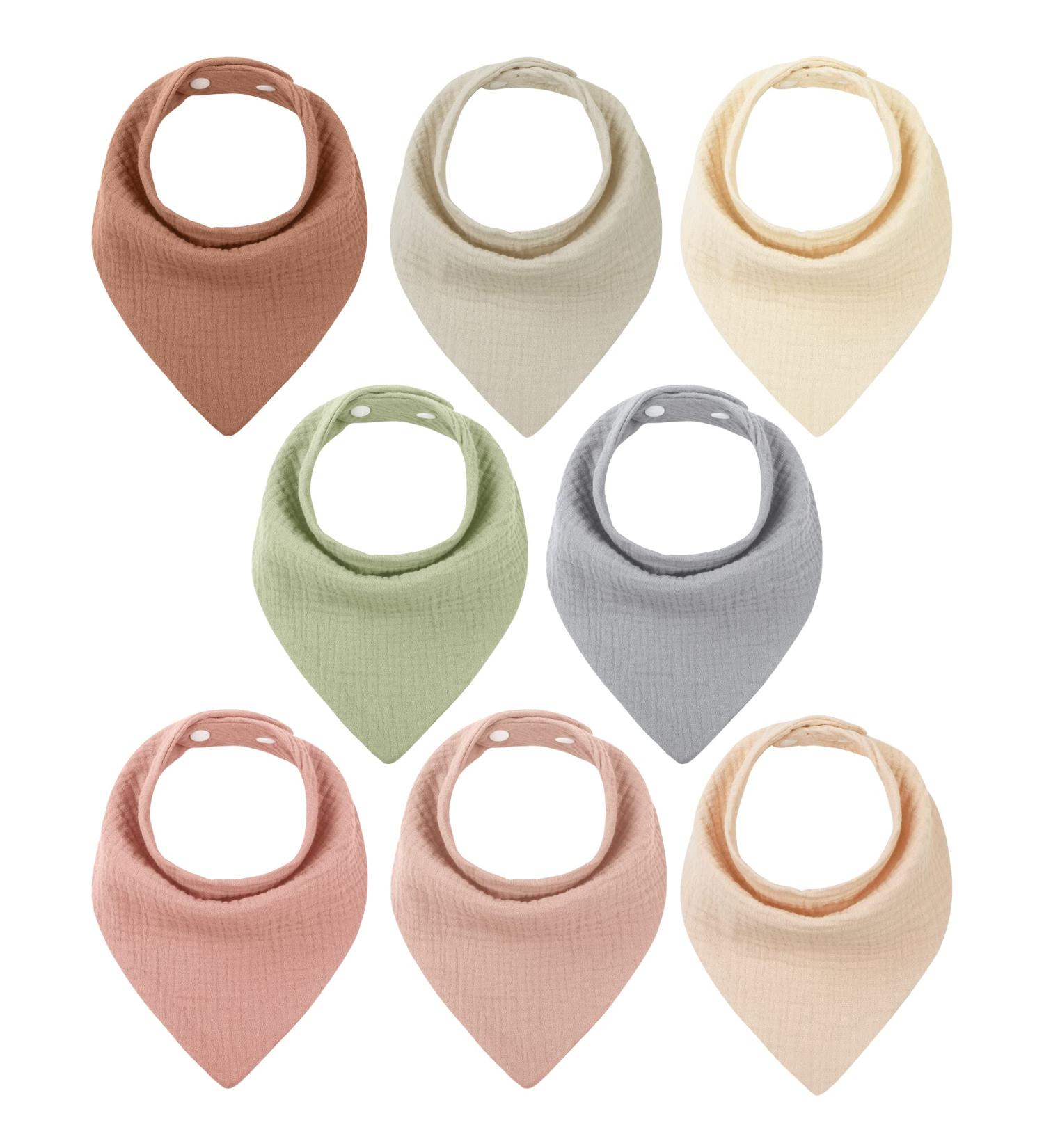 Looxii Baby Bibs - 8 Pack Soft Cotton Muslin Triangle Necker Towels | Absorbent & Stylish for Girls - Multicolored - Buy Online on GoSupps.com