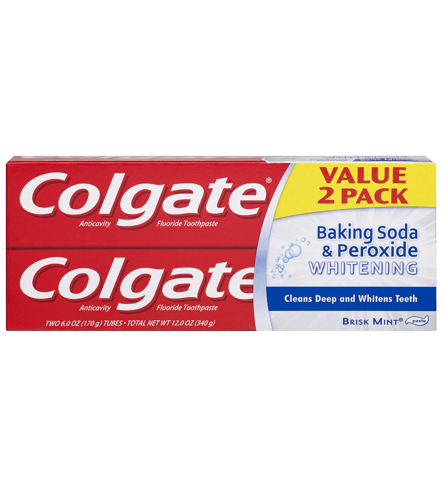 Colgate Baking Soda and Peroxide Whitening Toothpaste - 6oz (Pack of 2) - Buy Online on GoSupps.com