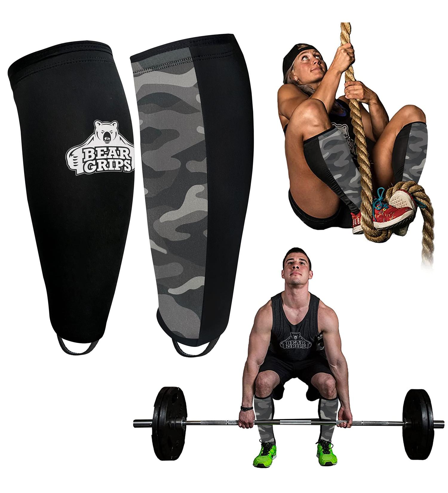 Bear Grips Deadlift Socks | Built-in Shin Guards for Deadlifting and Rope Climbing | Padded Leg Sleeves for Weightlifting | Large Black Camo - Pair - Buy Online on GoSupps.com