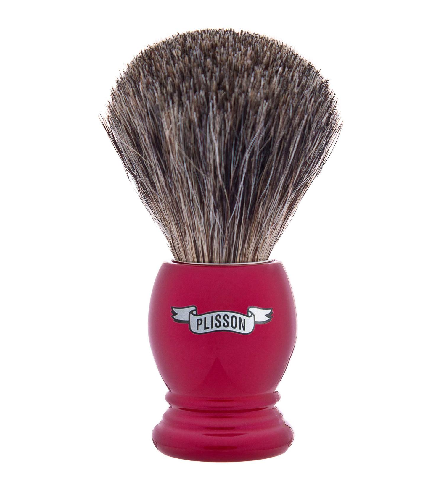 Plisson Shaving Brush - Size 12 Pearl Red Acetate Handle Russian Gray Roof Hair - Premium Wet Shaving Tool Made in France - Buy Online on GoSupps.com