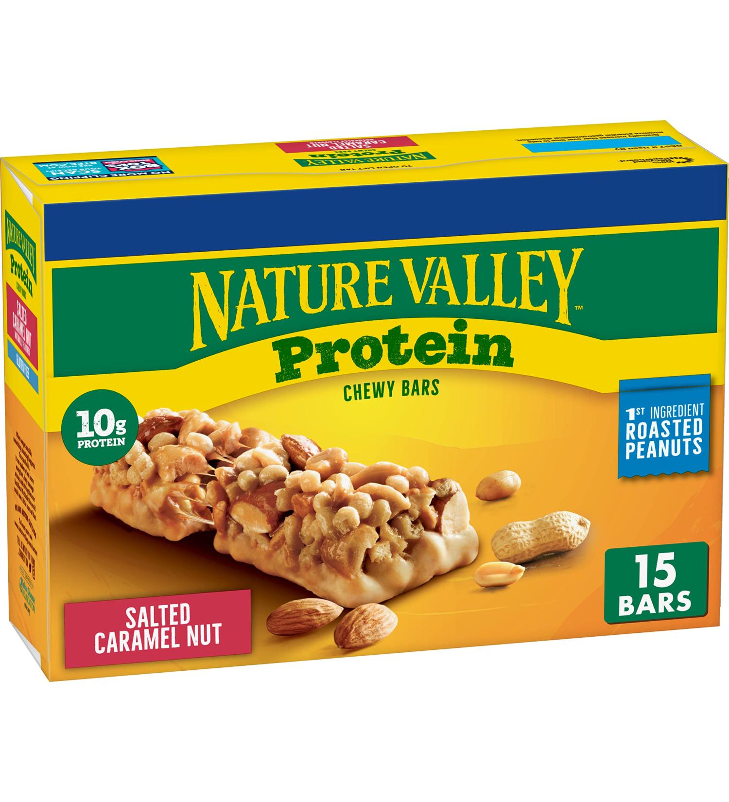 Nature Valley Chewy Protein Granola Bars, Salted Caramel Nut, 15 bars