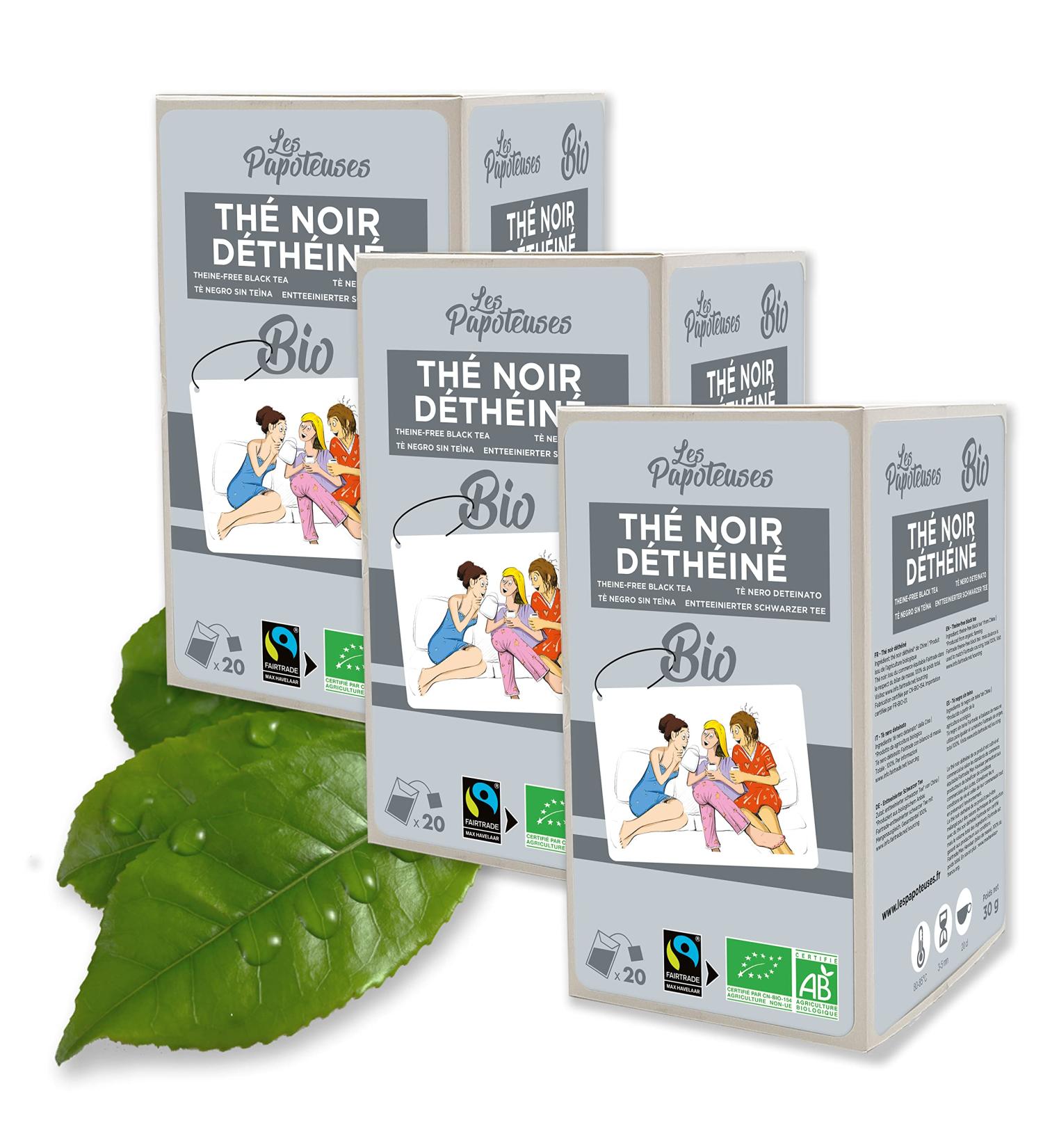 Les Papoteuses Uncaffeinated Organic Black Tea 60 Pockets Certified Fair Trade | Set of 3 Boxes | Premium Decaf Black Tea from China - Buy Online on GoSupps.com