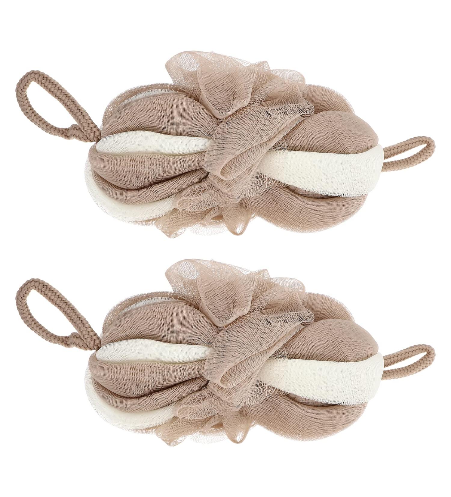 KALLORY 2pcs Long Bath Flower Foaming Bath Ball - Baby Bath Sponge Scrubber & Shower Supplies for Soft Skin Care (20x10cm - Buy Online on GoSupps.com
