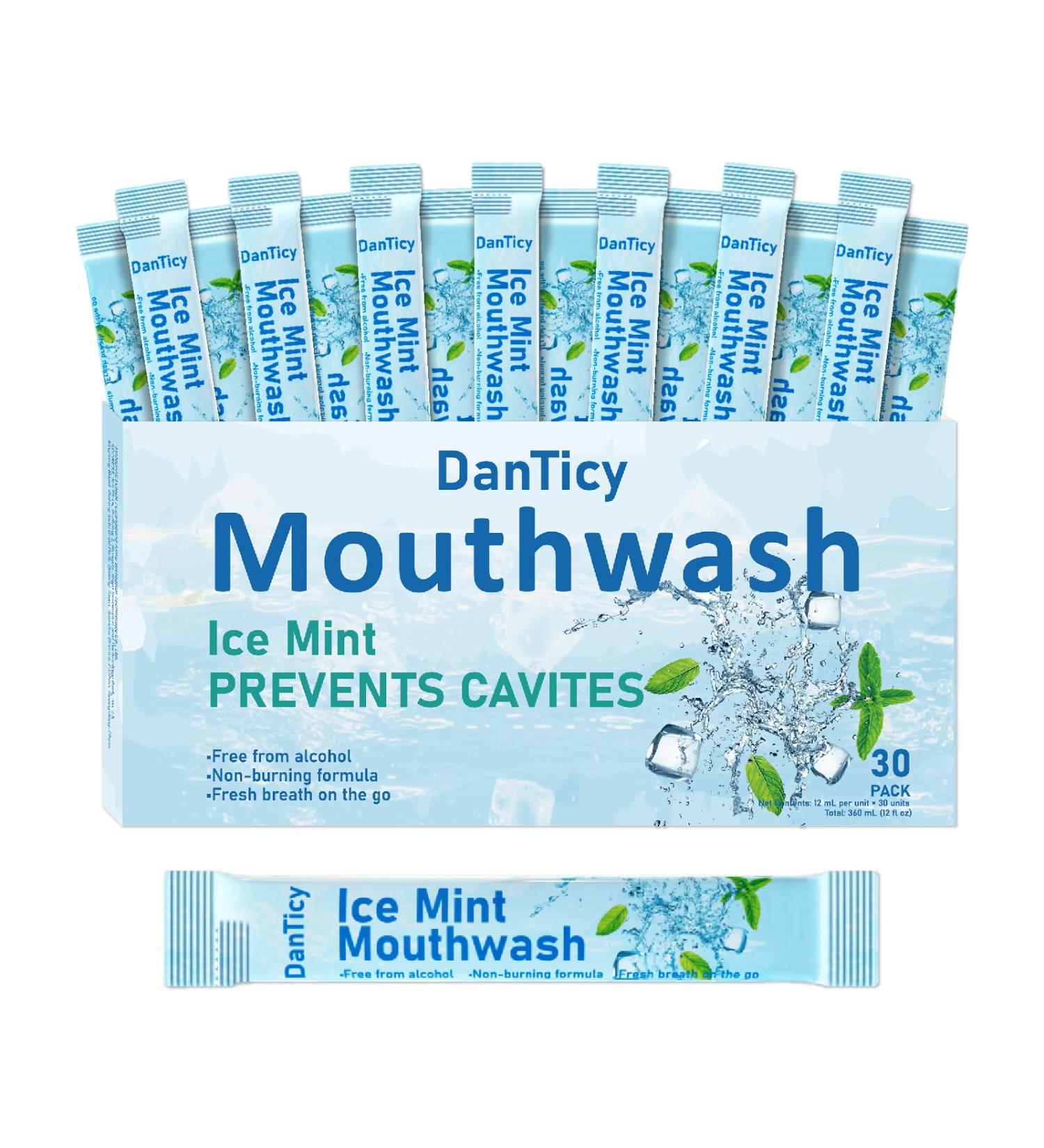 Mouthwash Travel Size Alcohol-Free Mouthwash Portable Fresh Breath Mini Packets 30 Count Ice Mint - Buy Online on GoSupps.com