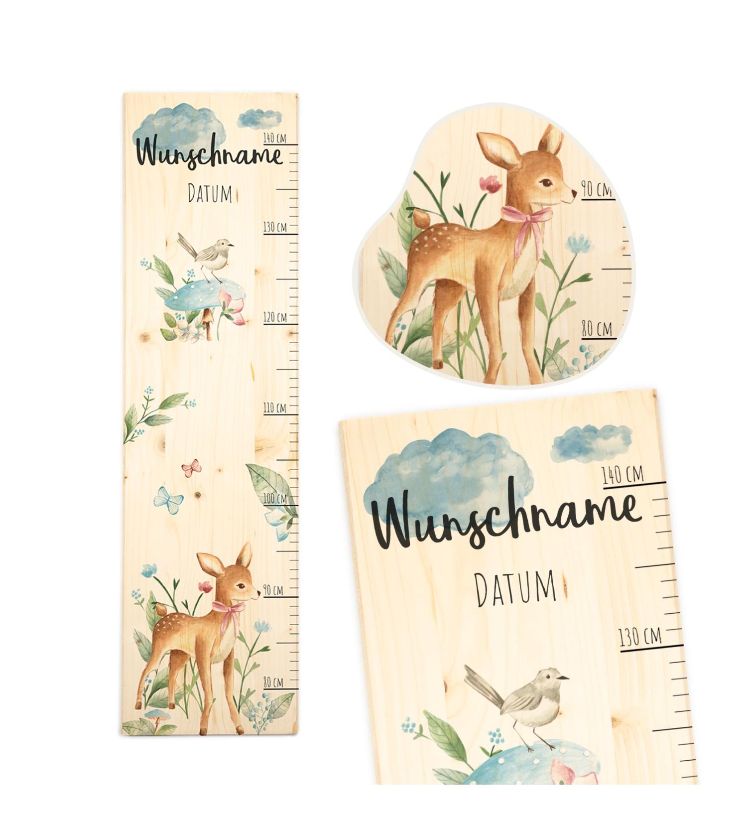 Personalized Children's Yardstick (80-140 cm) - Animal Motifs for Kids' Room Decor - Perfect Birth Gift - Wooden Measure Band - Buy Online on GoSupps.com